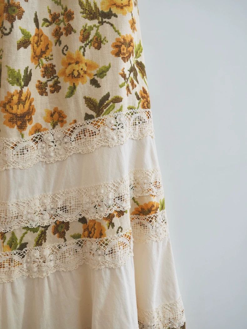 Comme des Garcons Comme Des Garcons size S Golden flower lace stitching over Size 23" - 6 Thumbnail