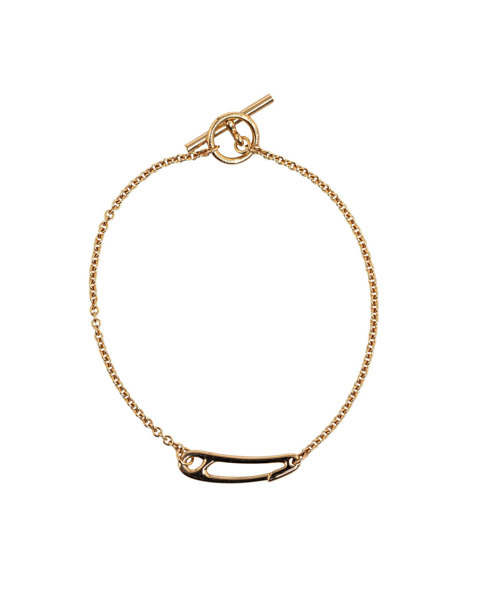 image of Hermes Yellow Gold Chaine Dancre Toggle Bracelet, Women's