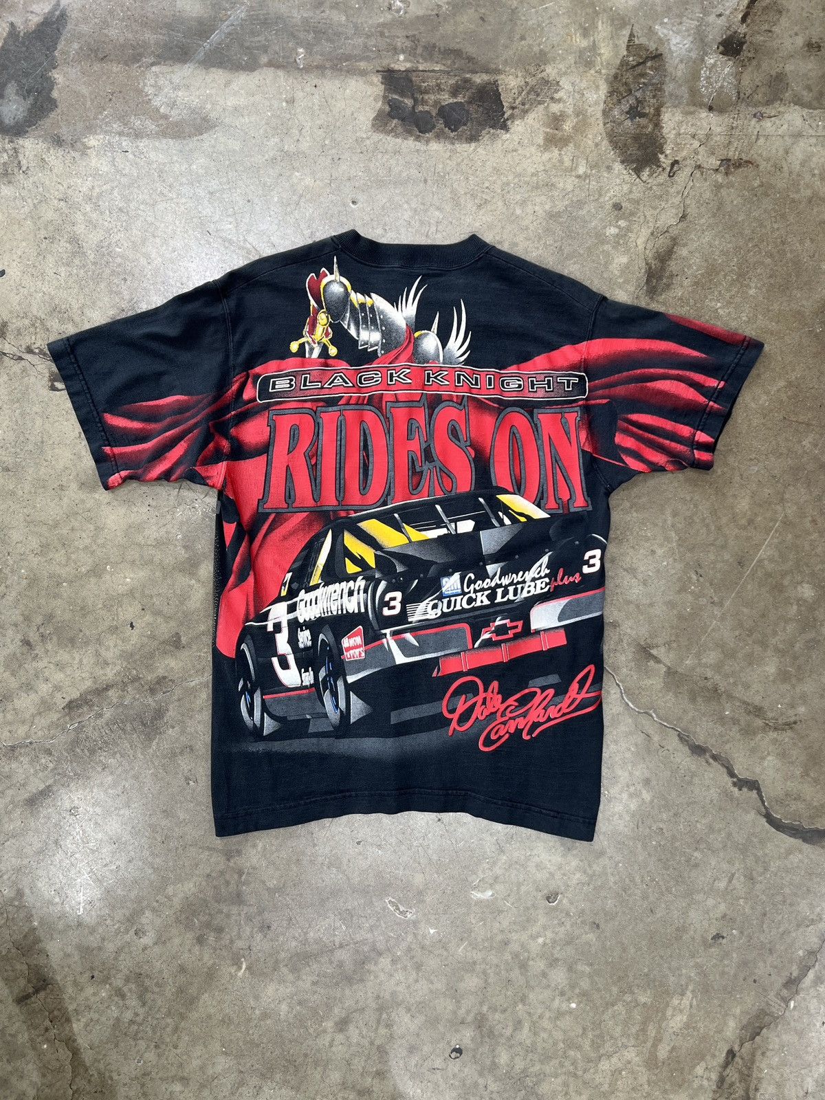 NASCAR Vintage AOP Black Knight Rides On Dale Earnhardt Tee Medium Size US M / EU 48-50 / 2 - 5 Thumbnail