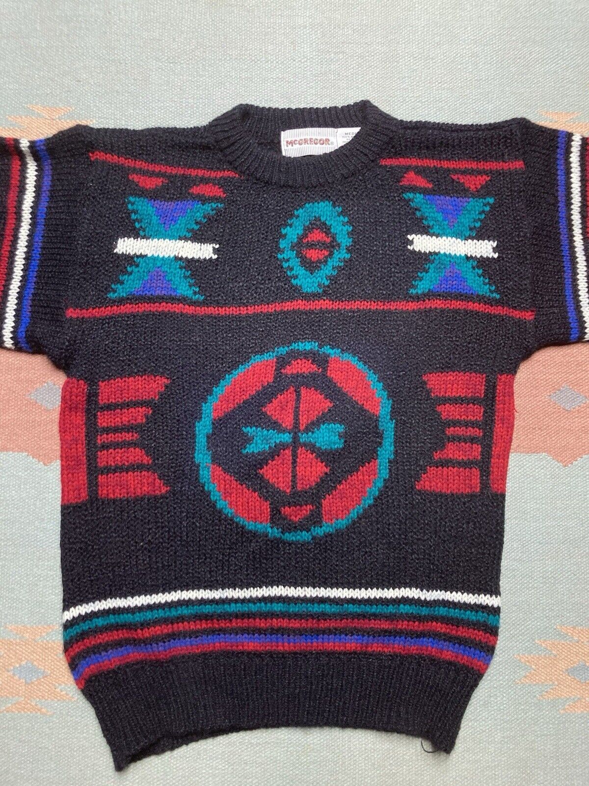 McGregor × Vintage VTG Mcgregor knit sweater aztec Navajo geometric abstract M Size US M / EU 48-50 / 2 - 2 Thumbnail