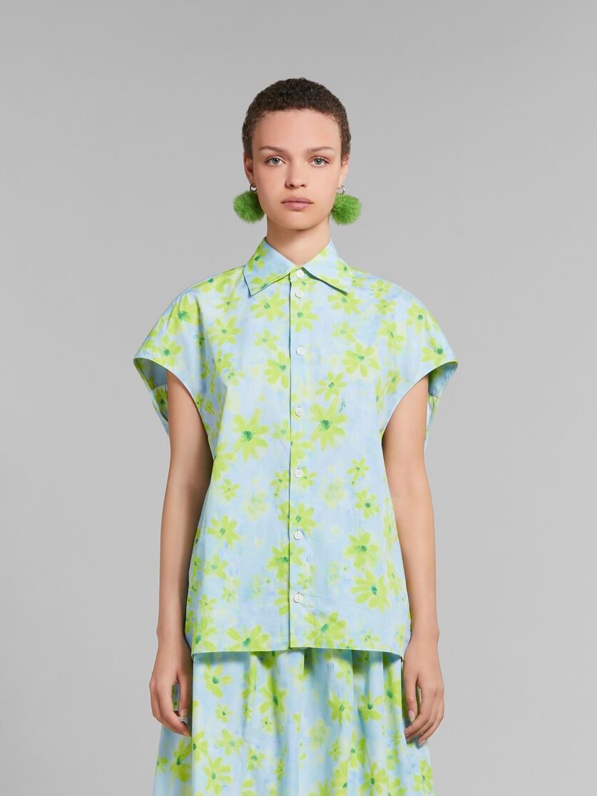Marni oc11z0525 Poplin Cocoon Shirt in Green Size L / US 10 / IT 46 - 2 Thumbnail