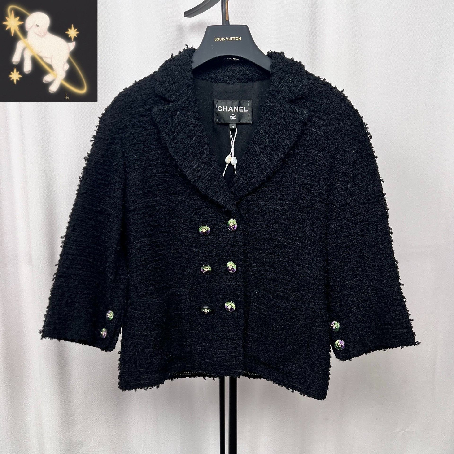 Chanel Chanel Black Wool Lion Head Button Coat 36 Size XS / US 0-2 / IT 36-38 - 1 Thumbnail