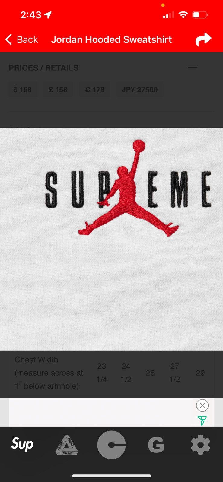 Jordan Brand × Supreme Supreme Jordan hoodie Size US XL / EU 56 / 4 - 3 Thumbnail