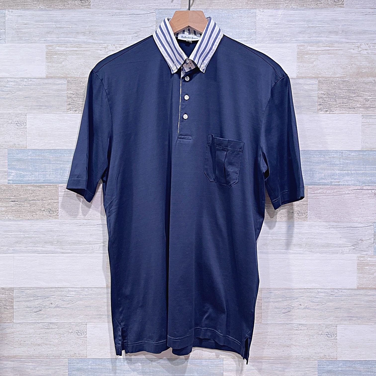 Bullock & Jones Bullock & Jones Contrast Striped Collar Polo Shirt Navy M Size US M / EU 48-50 / 2 - 1 Thumbnail