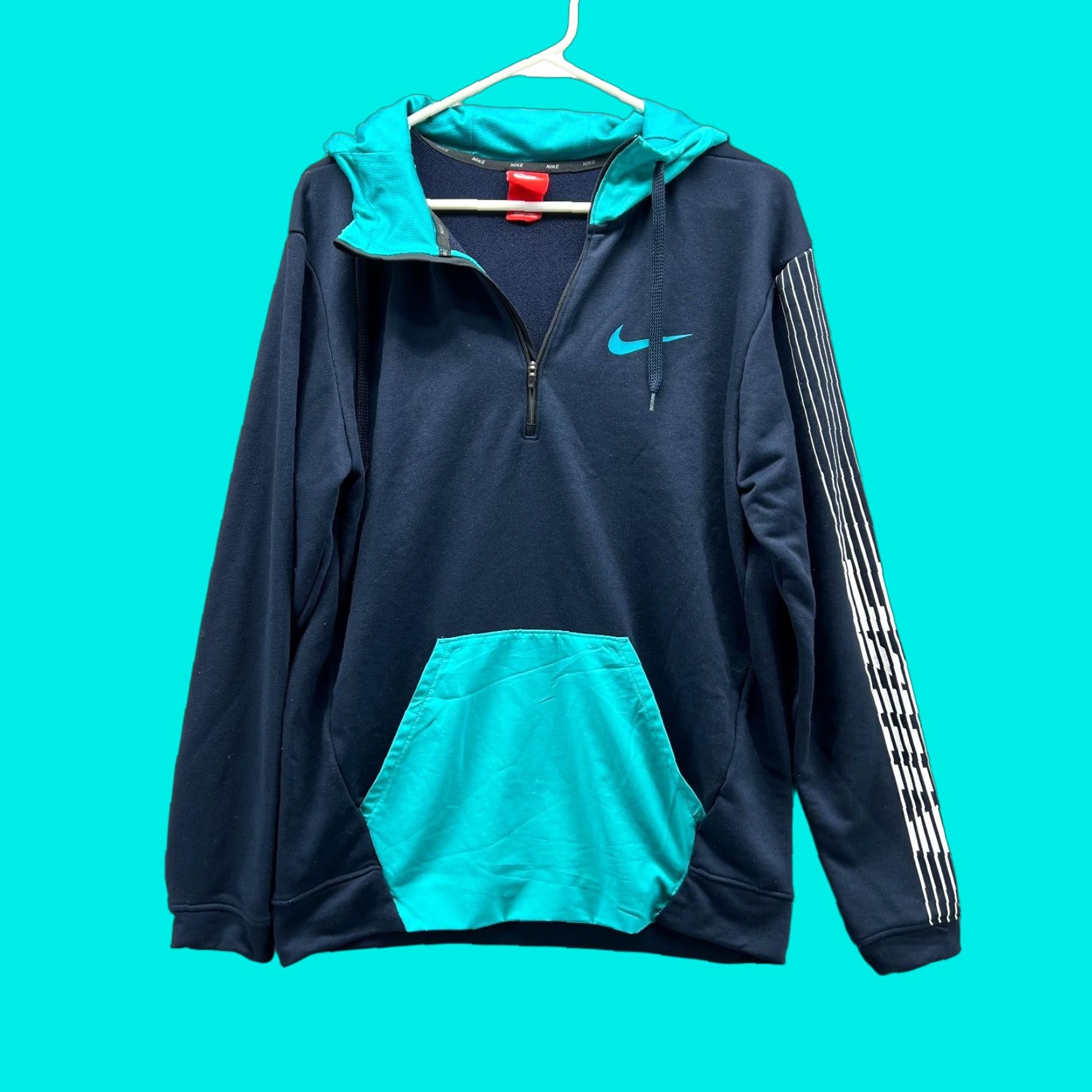 Nike Nike Sweater Men Small Tech Blue Half Zip Pullover Hooded Swoosh Vintage Pullover Hoodie Sweatshirt Baggy? Size US S / EU 44-46 / 1 - 1 Thumbnail