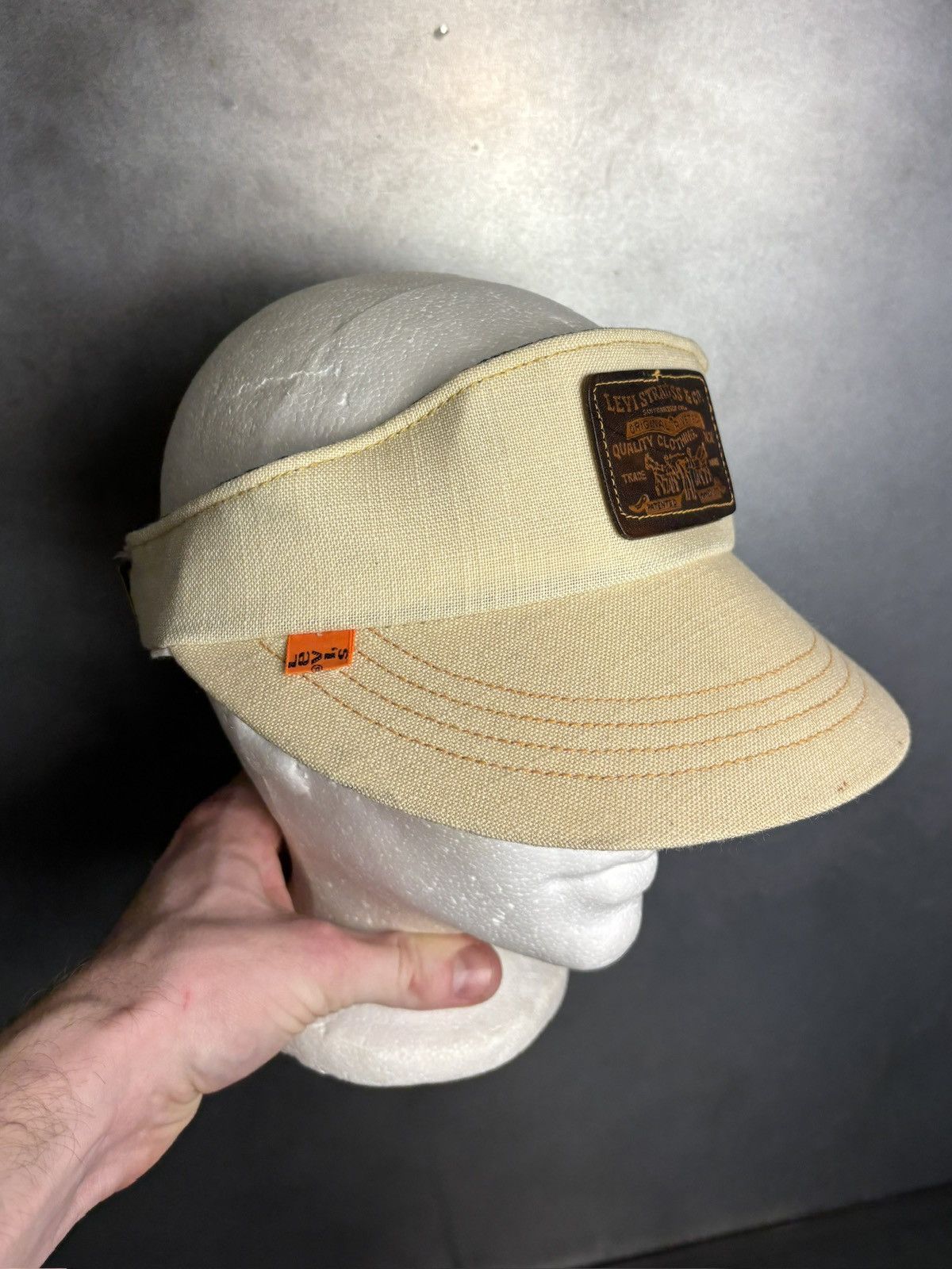 Levi's 1970s Levi's Orange Tab Hat 70s Vintage Levis Golf Visor Size ONE SIZE - 6 Thumbnail