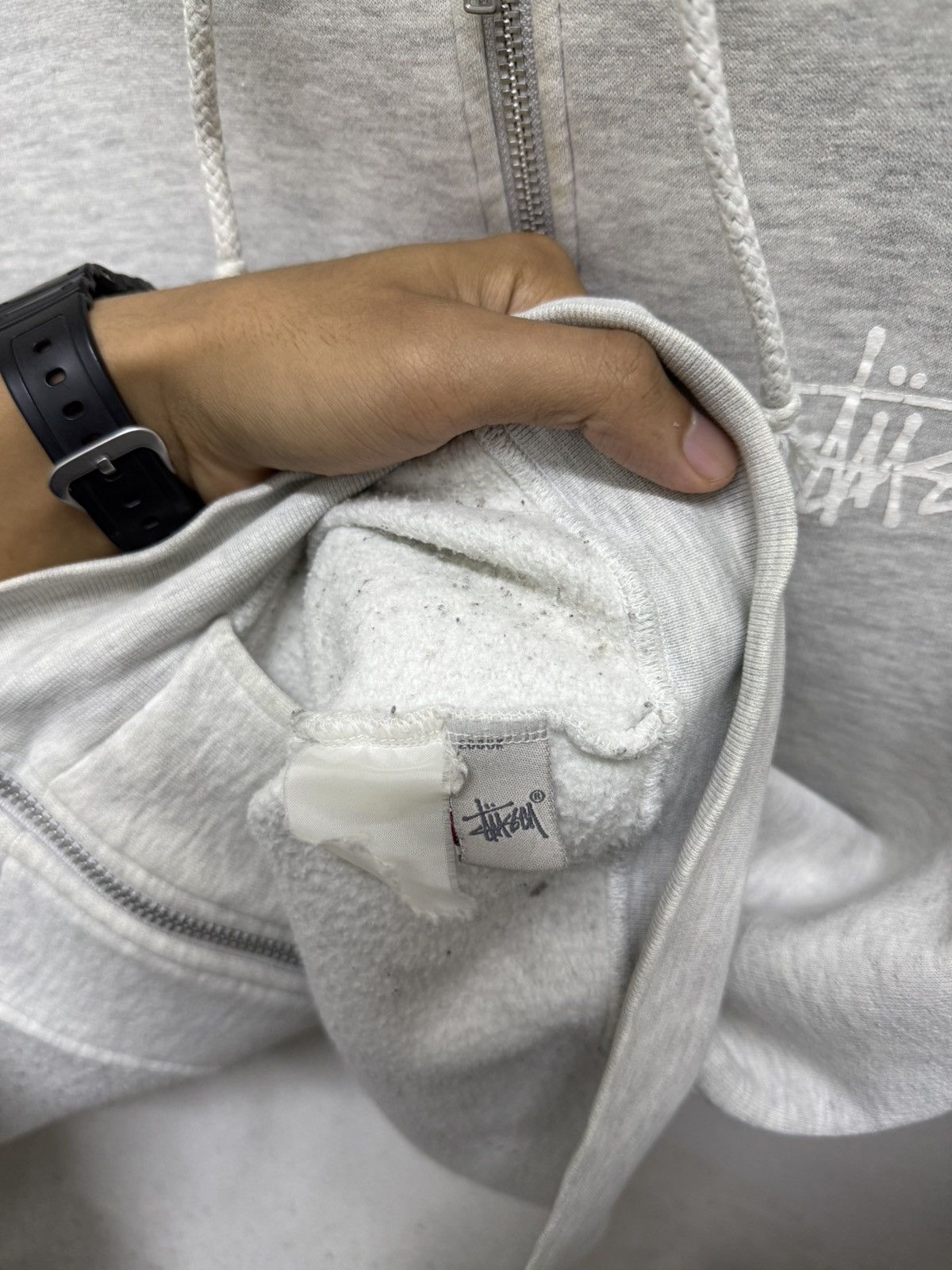 Stussy 2000s Distressed Stussy Signature Thrash Zip Up Hoodie Size US S / EU 44-46 / 1 - 7 Thumbnail