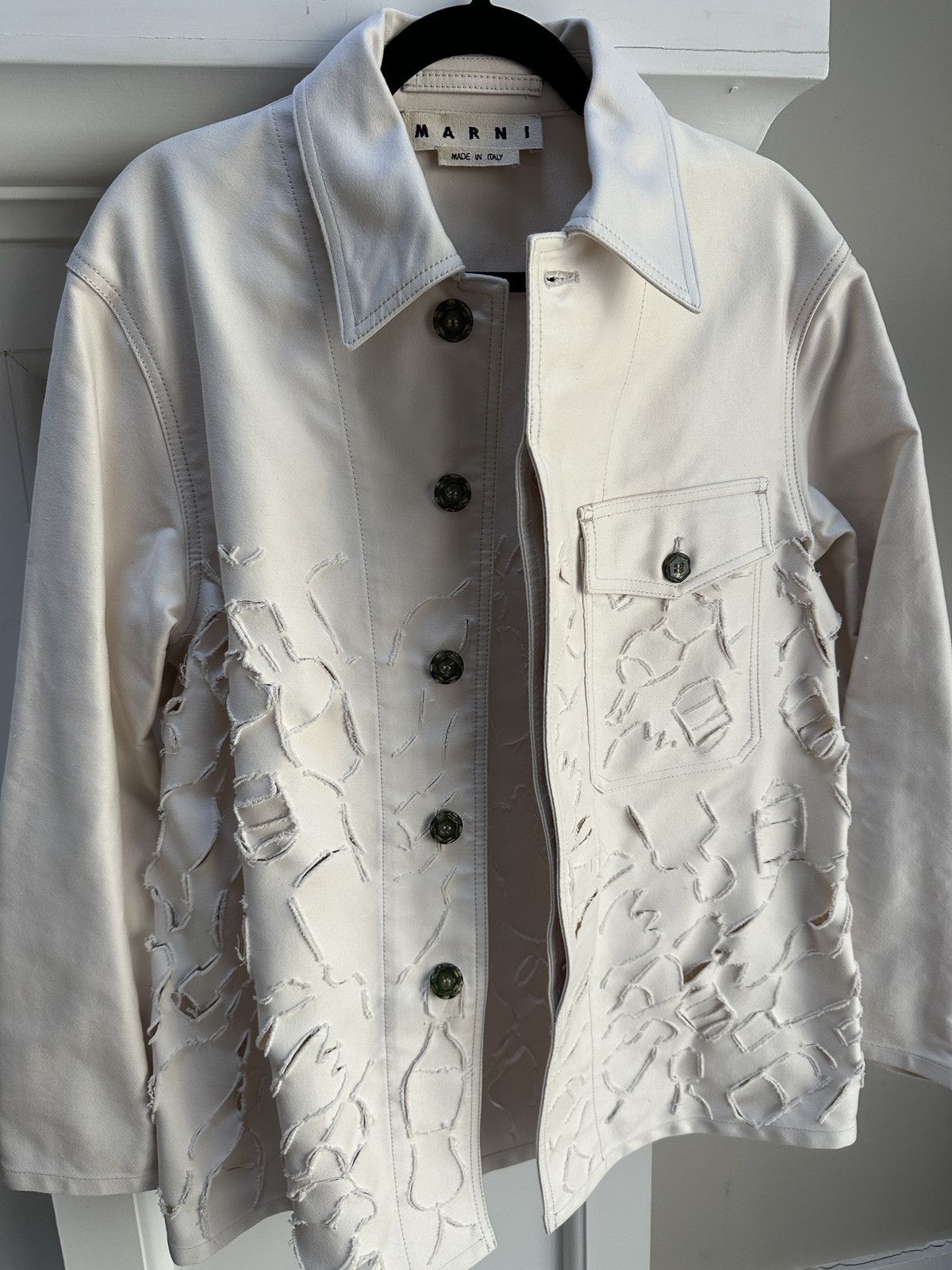 Marni Ivory Cut-Out Collared Shirt Jacket Size US S / EU 44-46 / 1 - 4 Thumbnail
