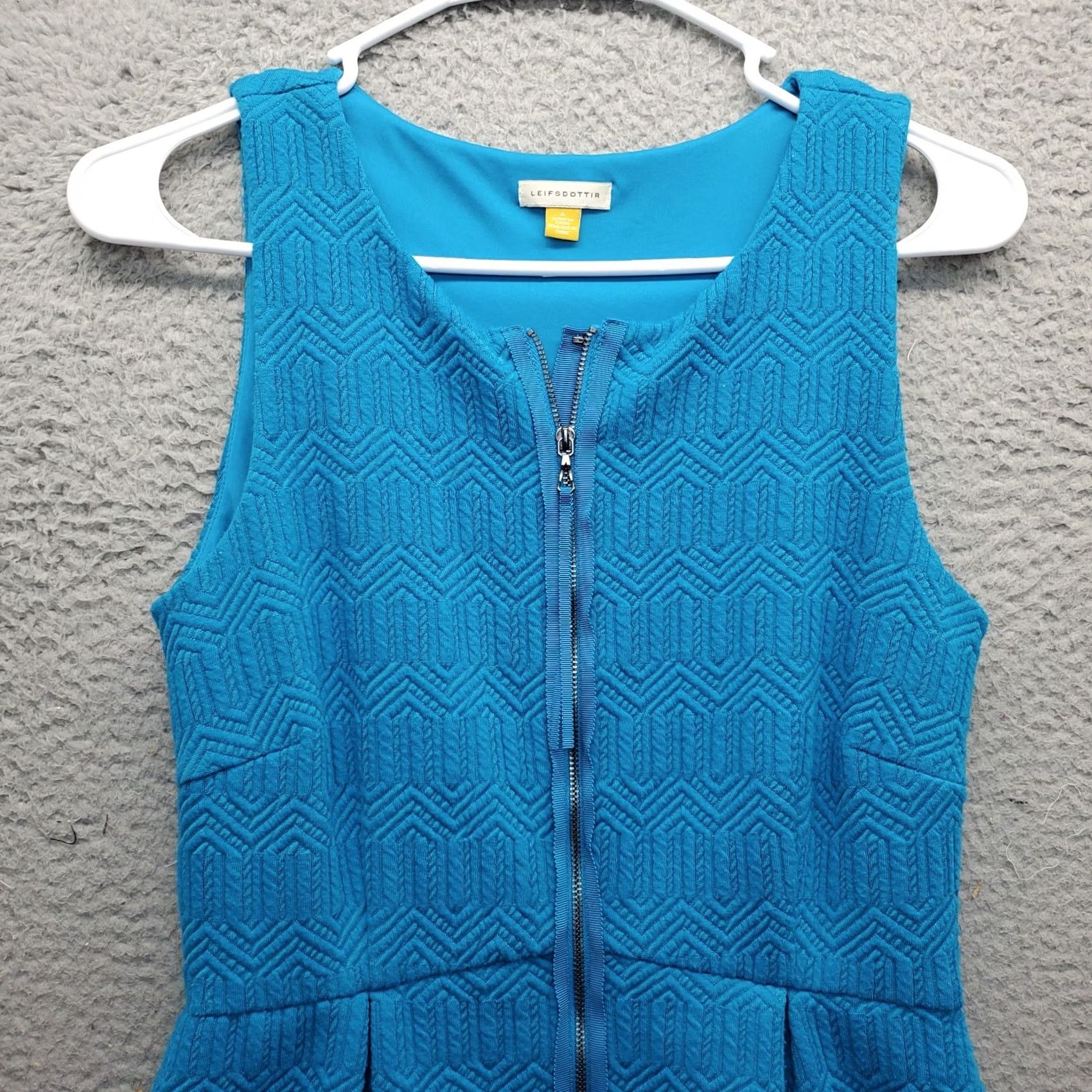 Vintage Leifsdottir A-Line Dress Women Size 4 Blue Lined Front Zip Sleeveless Midi Casual Party/Cocktail Vintage No Size S / US 4 / IT 40 - 4 Thumbnail