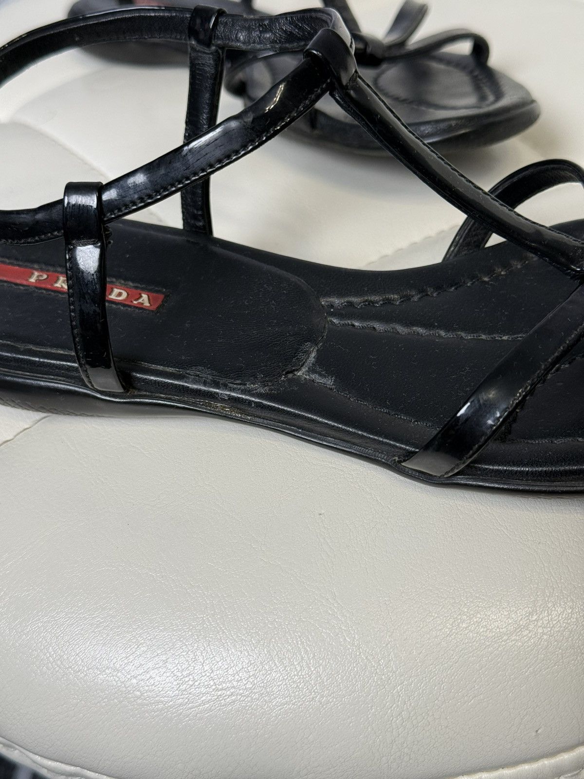 Prada Prada Linea Rossa Sandals Patent Leather T Strap Flat Shoes Size US 6 / IT 36 - 12 Thumbnail