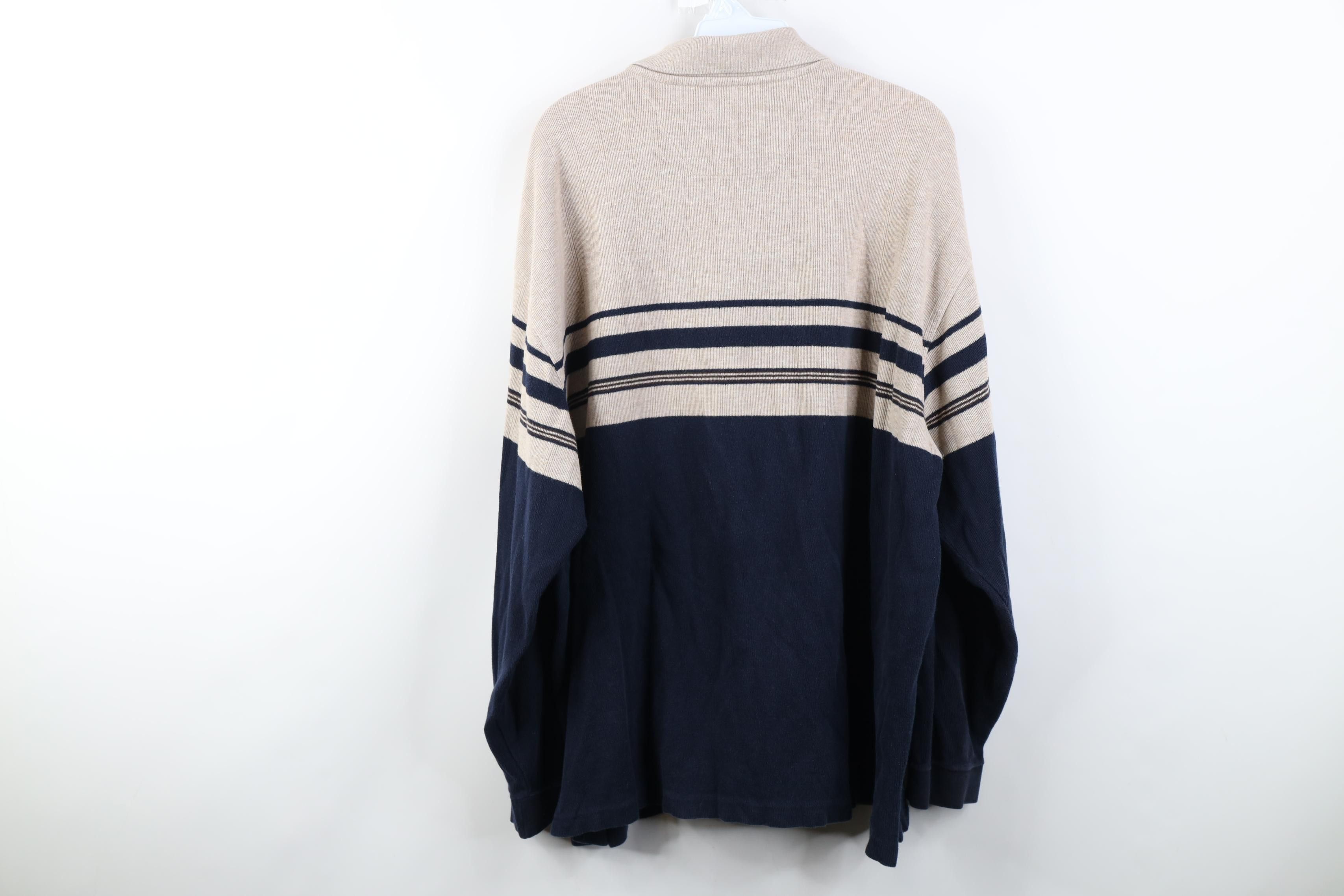Vintage Vintage 90s Streetwear Block Ribbed Knit Long Sleeve Polo Size US XL / EU 56 / 4 - 10 Thumbnail