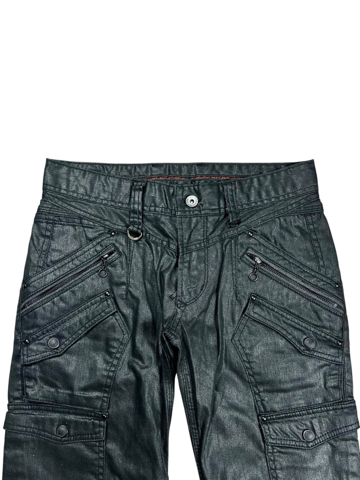 14th Addiction 2000s Nicole Club - Waxed Cargo Pants Size US 29 - 4 Thumbnail