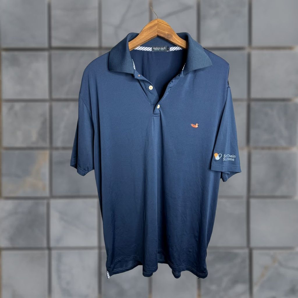 Vintage Southern Marsh Polo Shirt Mens Large Blue Embroidered SafeChain Solutions Logo Size US L / EU 52-54 / 3 - 1 Thumbnail