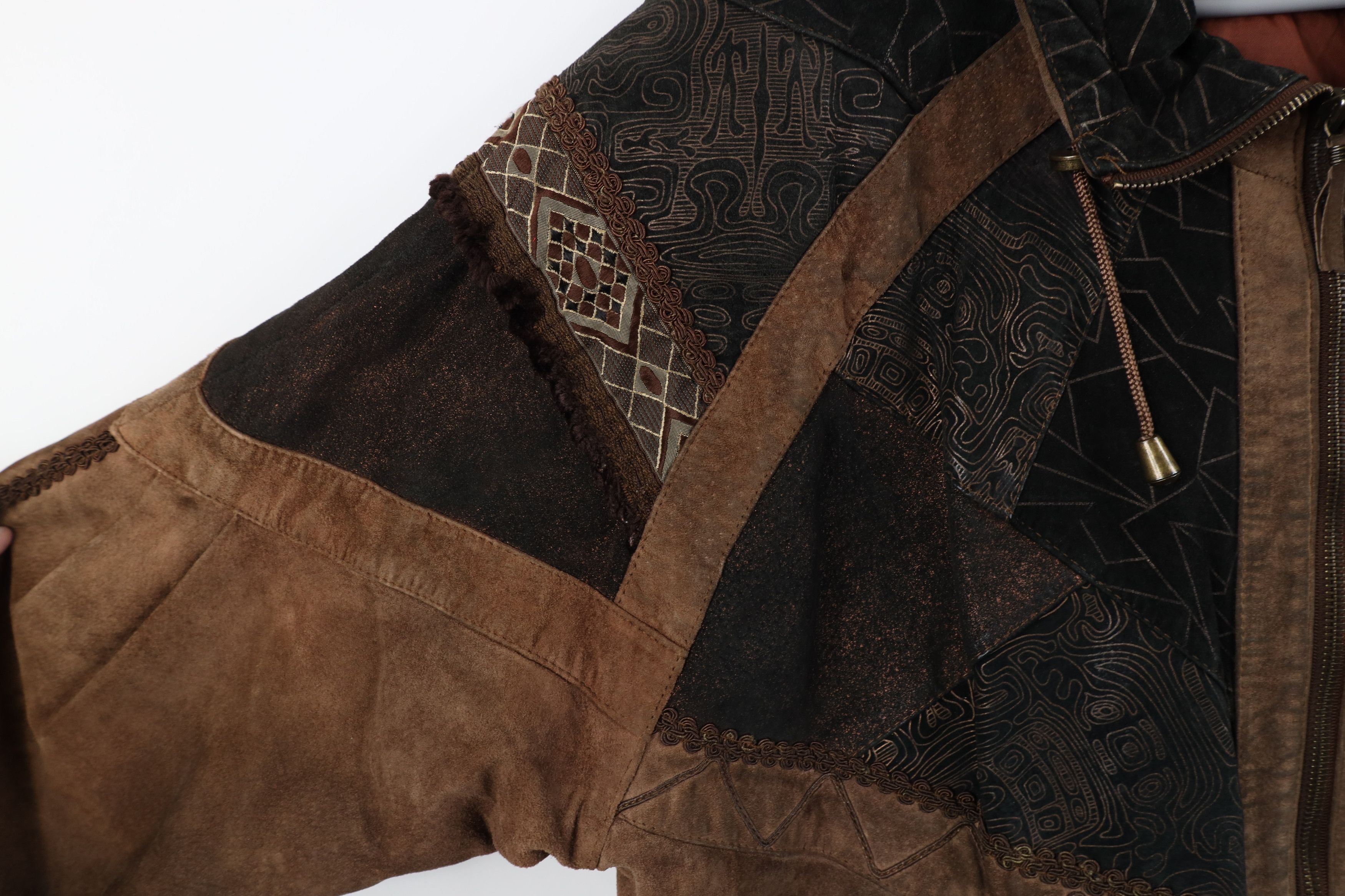 Vintage Vintage 90s Streetwear Patchwork Suede Leather Jacket Size L / US 10 / IT 46 - 6 Thumbnail