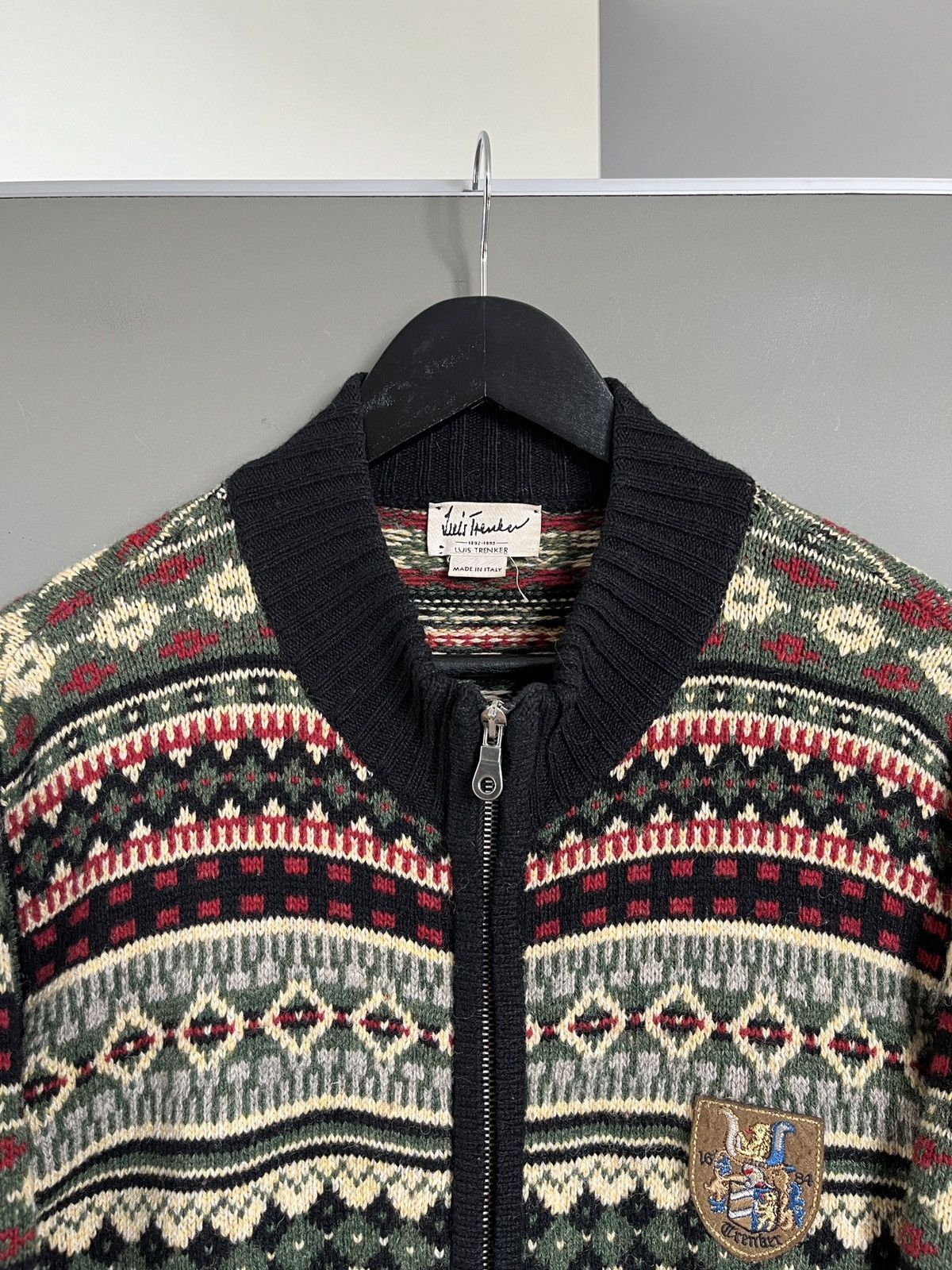 Other Luis Trenker Multicolor Ornamental Zip Wool Sweater Size US L / EU 52-54 / 3 - 2 Thumbnail