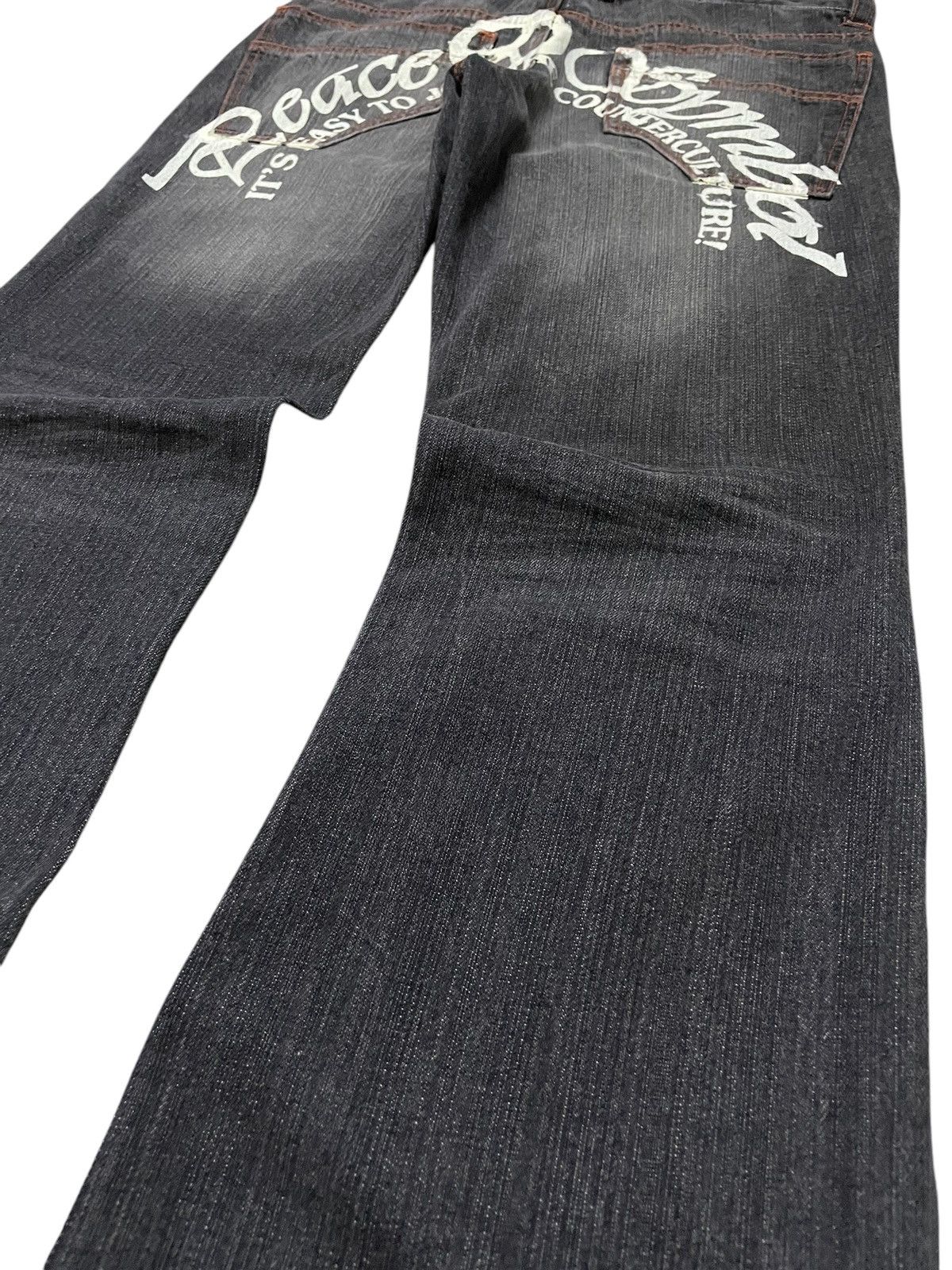 Japanese Brand × Le Grande Bleu (L.G.B.) × Vintage Peace Symbol Japanese Brand Flared Denim Jeans Size US 30 / EU 46 - 6 Thumbnail