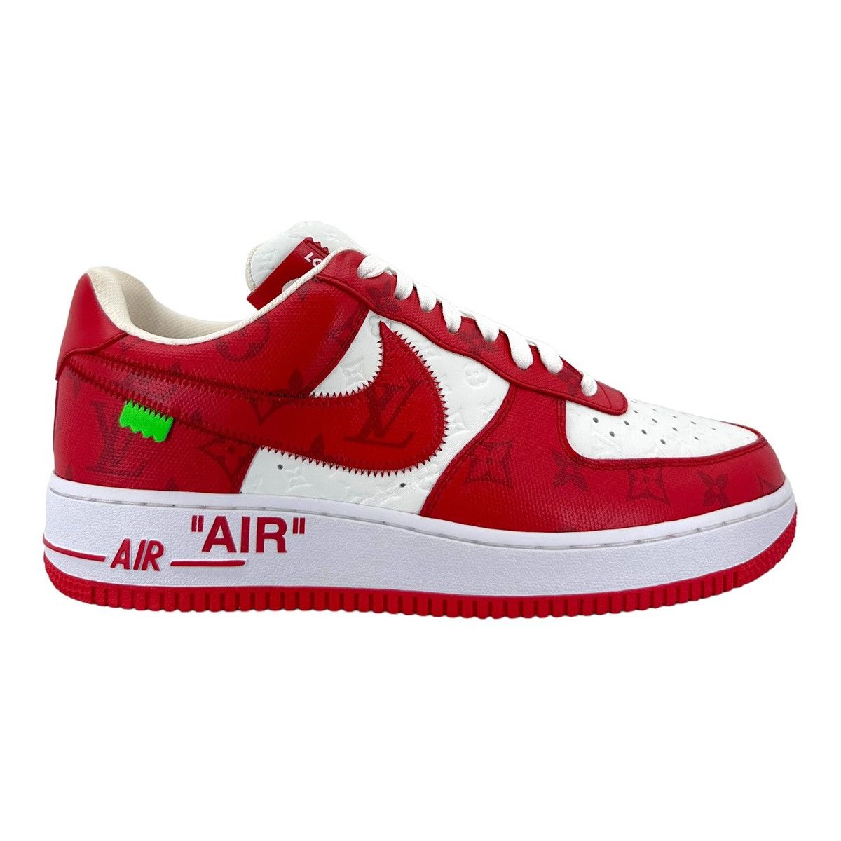 image of Louis Vuitton Nike Air Force 1 Low By Virgil Abloh White Red Shoes, Men's (Size 9.5)