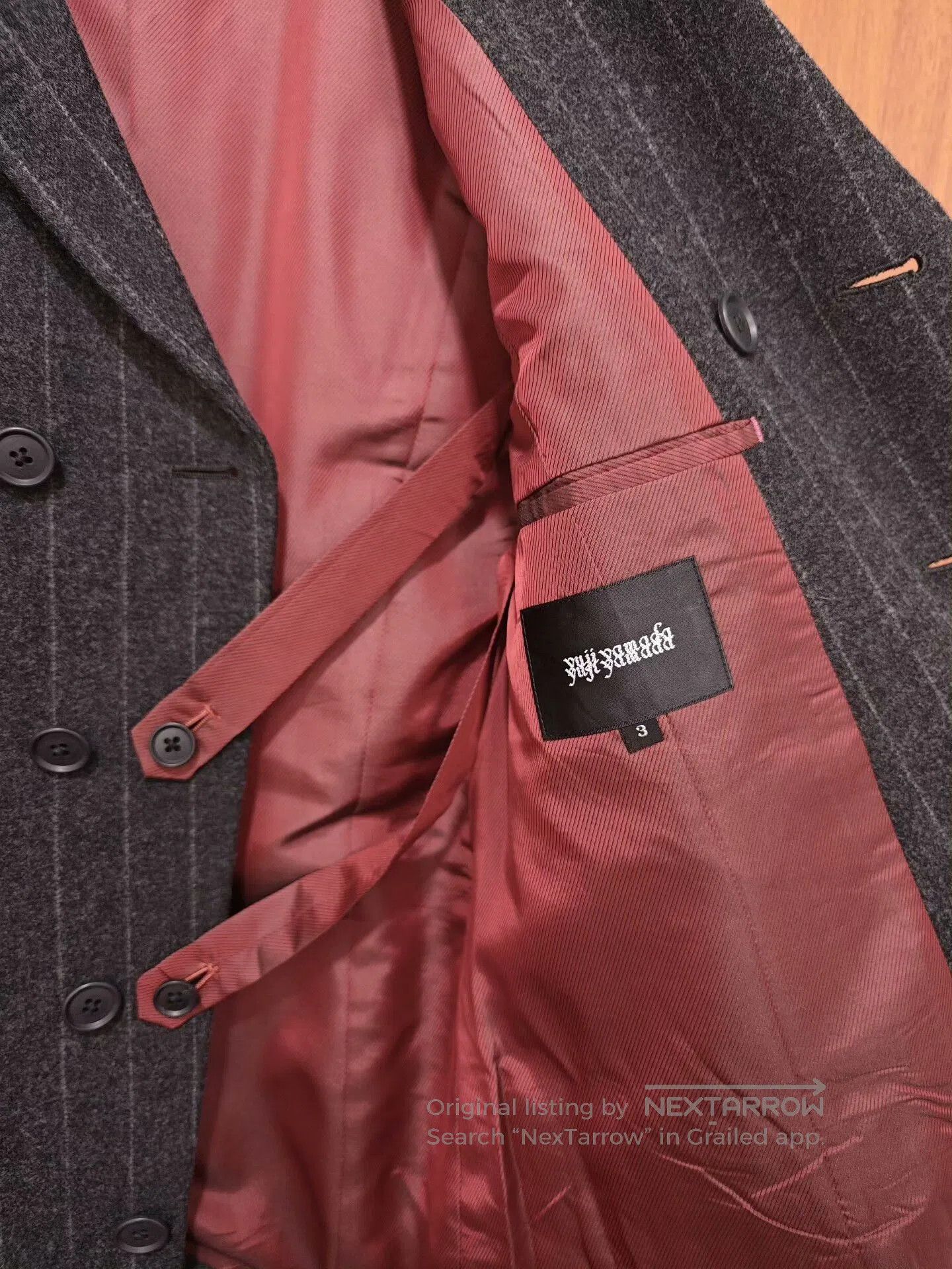 Yuji Yamada Yuji Yamada Wool Overcoat with Stripes. Size US L / EU 52-54 / 3 - 5 Thumbnail