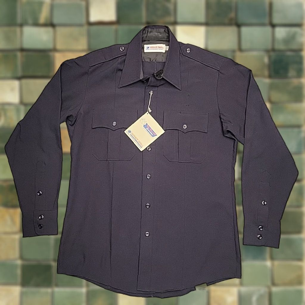 Vintage VINTAGE Horace Small Shirt Mens 15.5 33 Navy Long Sleeve Wool Blend Uniform Button NEW Size US L / EU 52-54 / 3 - 1 Thumbnail