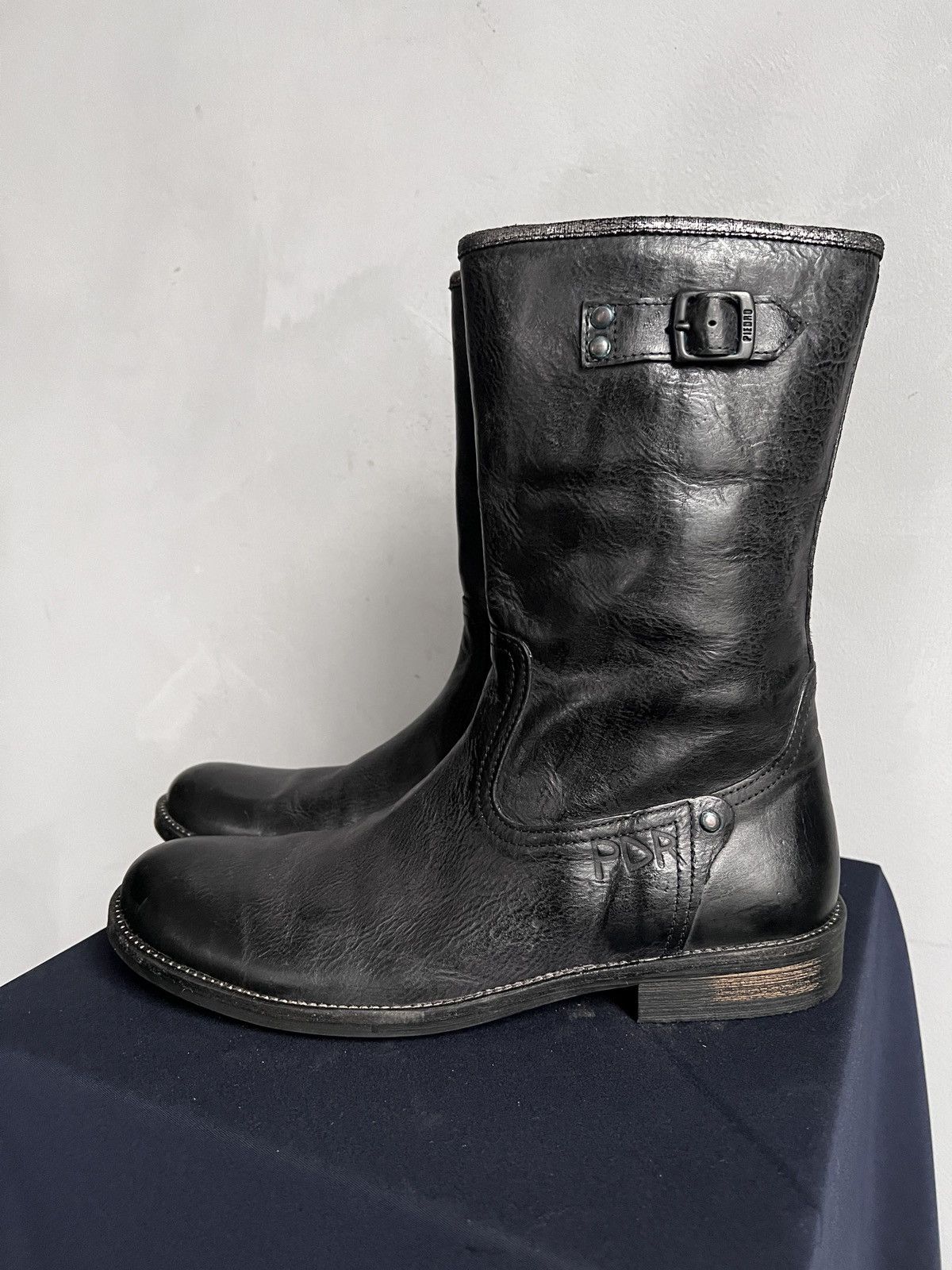 Hedi Slimane Black Buckled Leather Boots Heavy Punk guidi style artisan Size US 8.5 / EU 41-42 - 3 Thumbnail