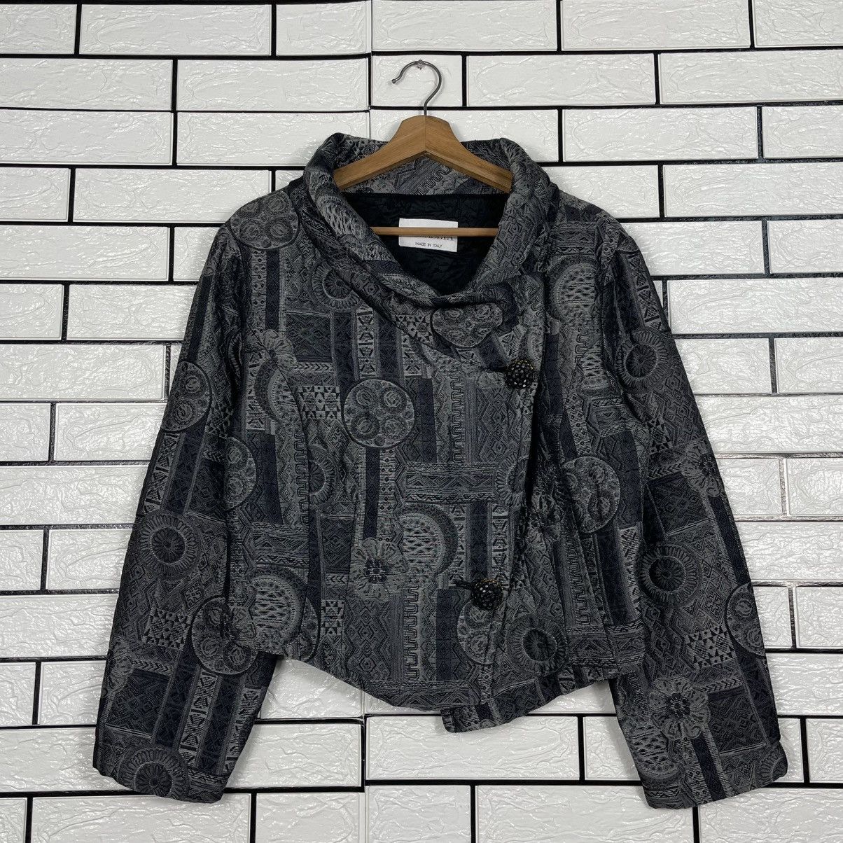 Other Made In Italy Villa Seta Abstract Design Crop Jacket Size M / US 6-8 / IT 42-44 - 1 Thumbnail