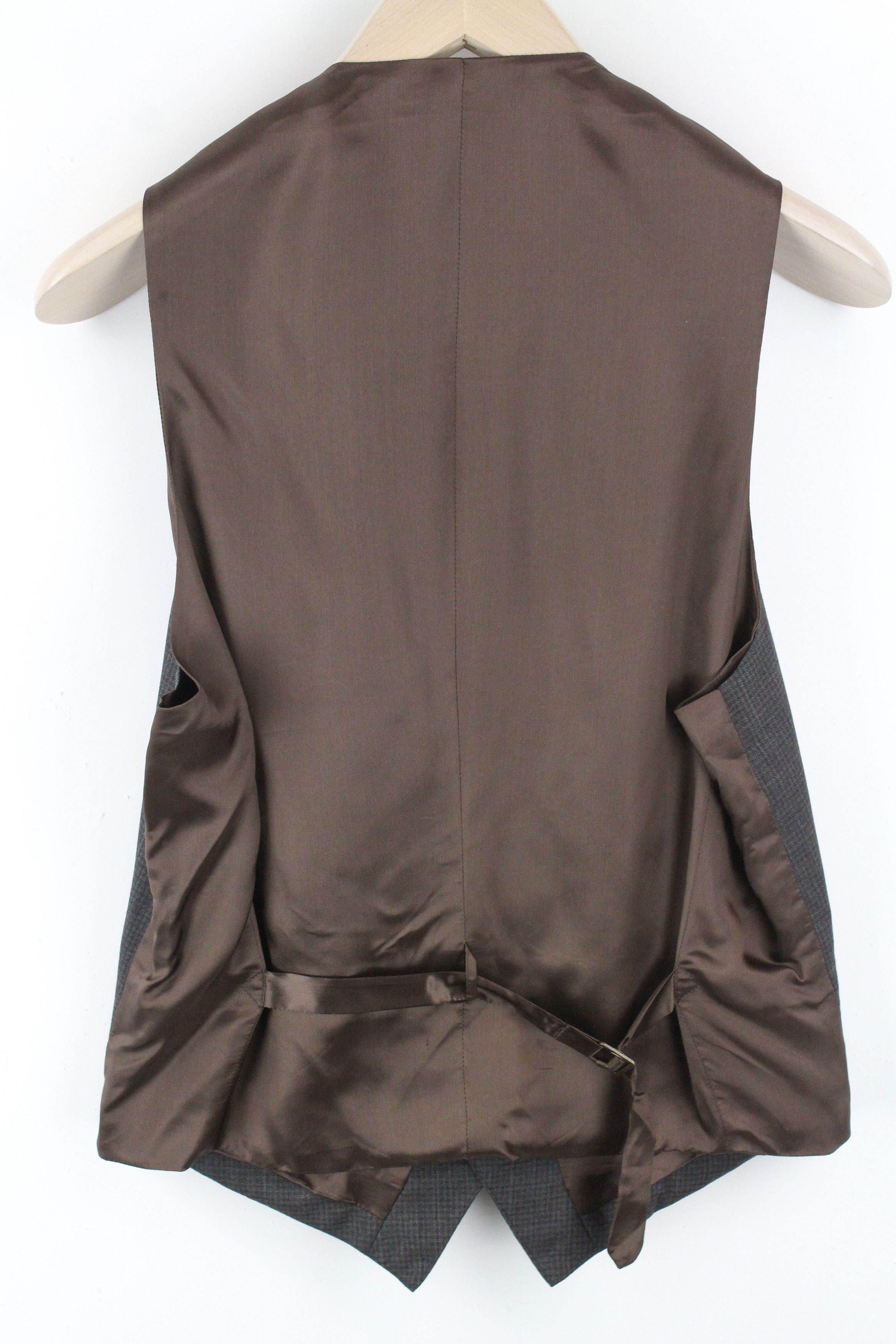 Suitsupply LAZIO UK40L Grey Wool Patterned V-neck Waistcoat 61582 Size 40L - 2 Thumbnail