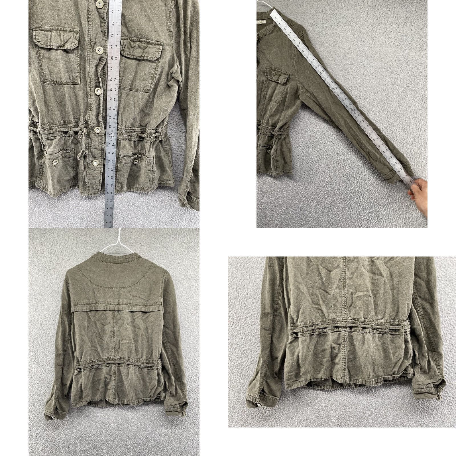 Vintage Maurices Linen Blend Womens Green Button Up Drawstring Jacket M Casual Utility Outdoor Pockets Womens Size M / US 6-8 / IT 42-44 - 8 Thumbnail