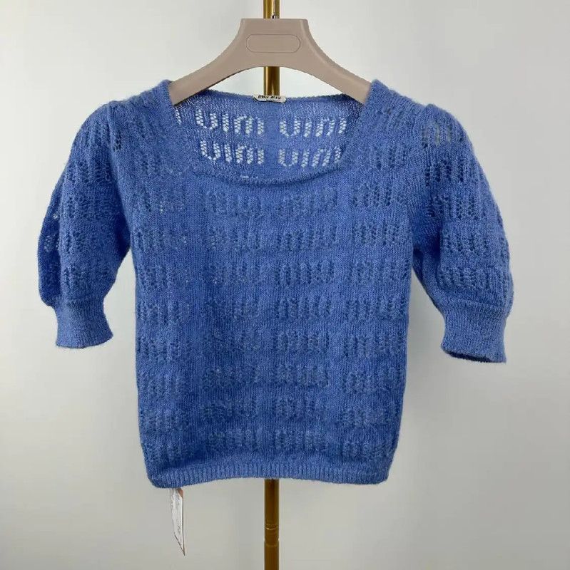 Miu Miu Miu Miu Aqua Blue Mohair Sweater 0089 Size M / US 6-8 / IT 42-44 - 1 Thumbnail