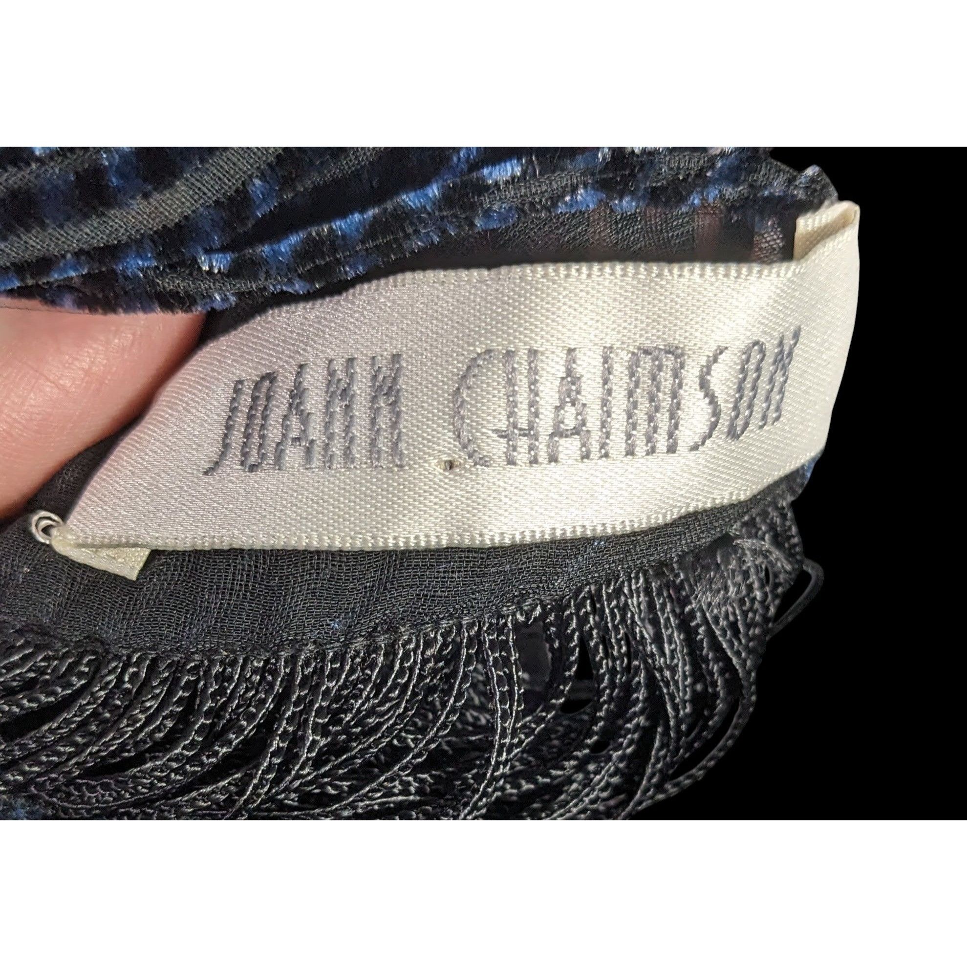 Other Joann Chaimson Blue Burnt Velvet Fringe Scarf Wrap 60x14 Inc Size ONE SIZE - 3 Thumbnail