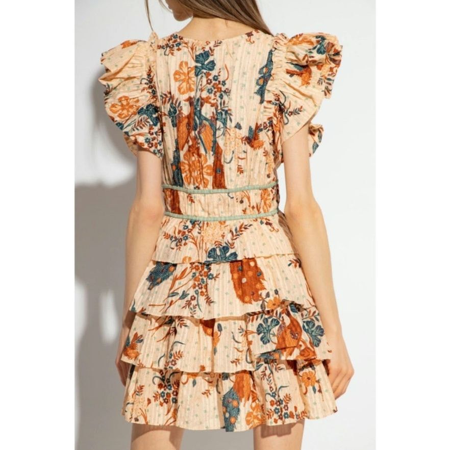 Ulla Johnson Ulla Johnson Marni Ruffled Mini Dress Peach Floral Size 14 Size XL / US 12-14 / IT 48-50 - 16 Thumbnail