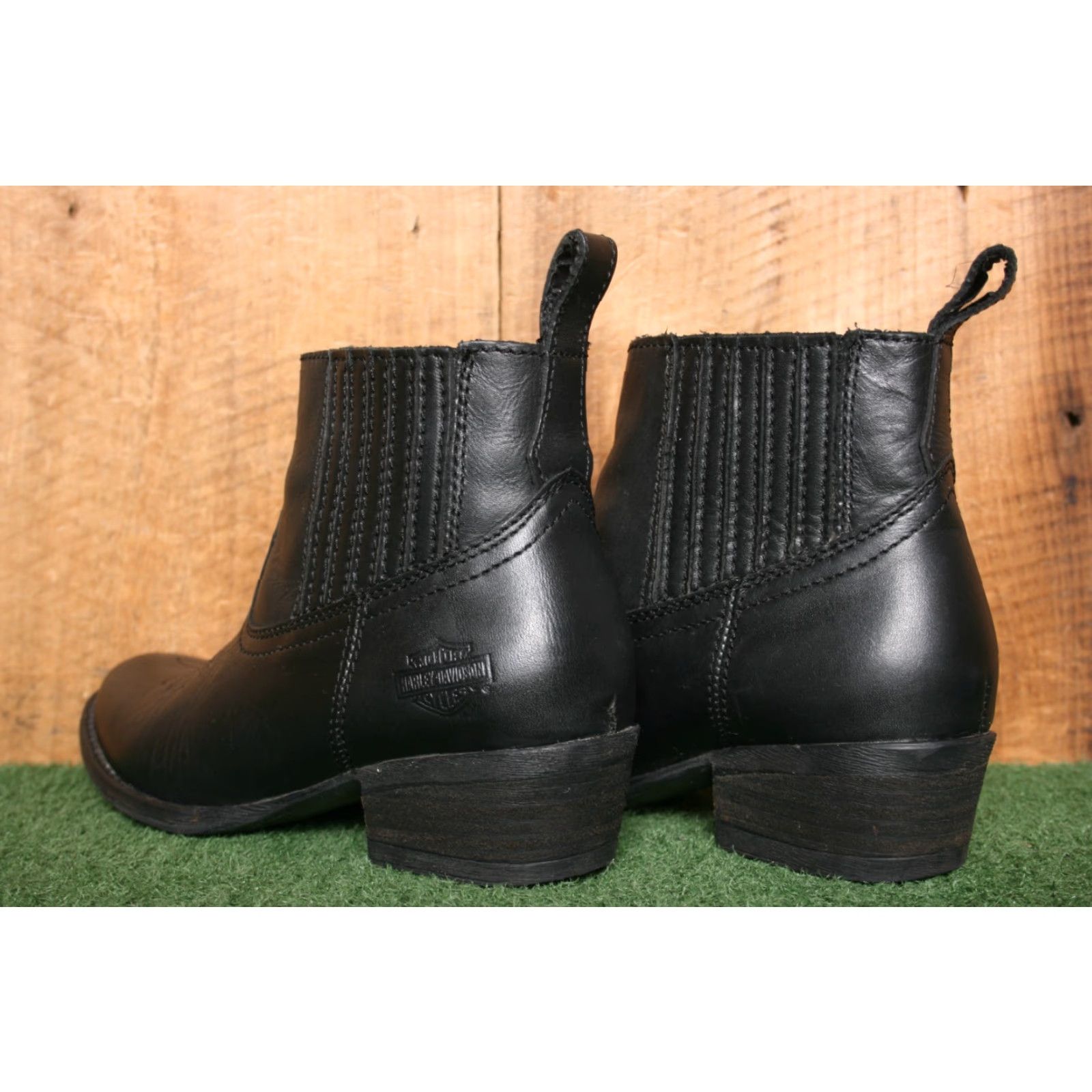Harley Davidson HARLEY-DAVIDSON Curwood Black Leather 4.5" Short Western Boots Sz. 7M Womens Size 28" / US 6 / IT 42 - 3 Thumbnail