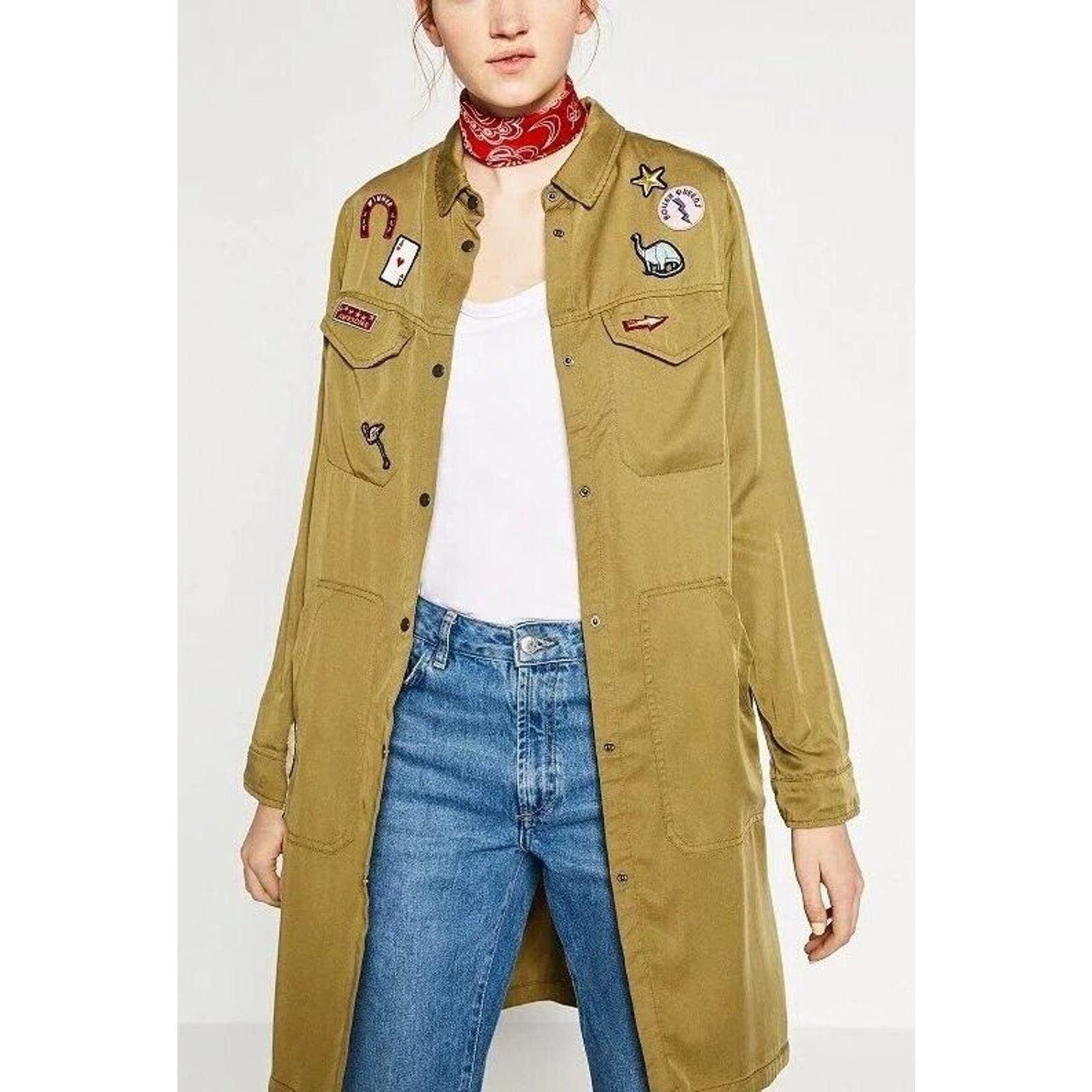 Zara olive green coat sales