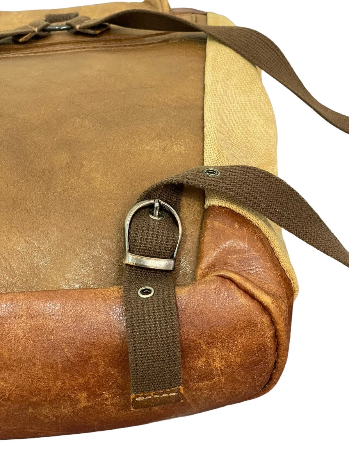 Genuine Leather Leather Linen Backpack Vtg Unknown Japan Bag 2🟩 Size ONE SIZE - 14 Thumbnail