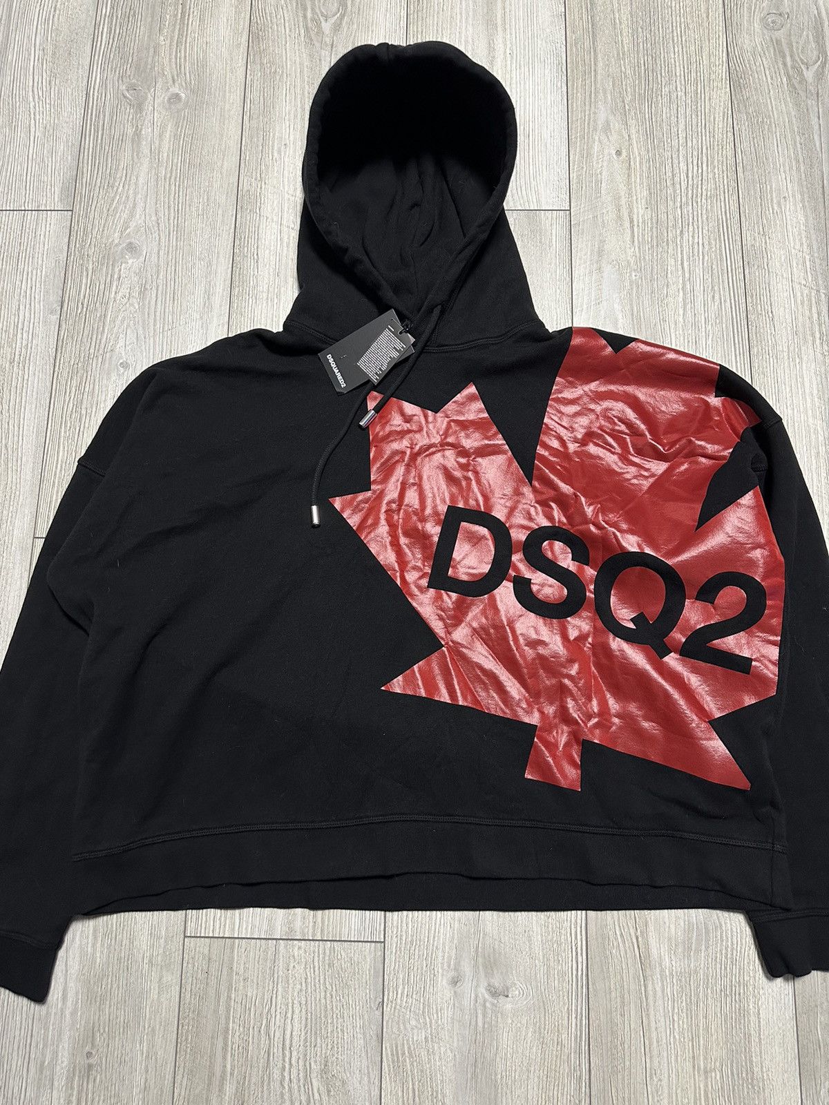 Dsquared2 NEW Dsquared2 Size M Maple Leaf Logo Oversize Black Hoodie Size US M / EU 48-50 / 2 - 1 Thumbnail