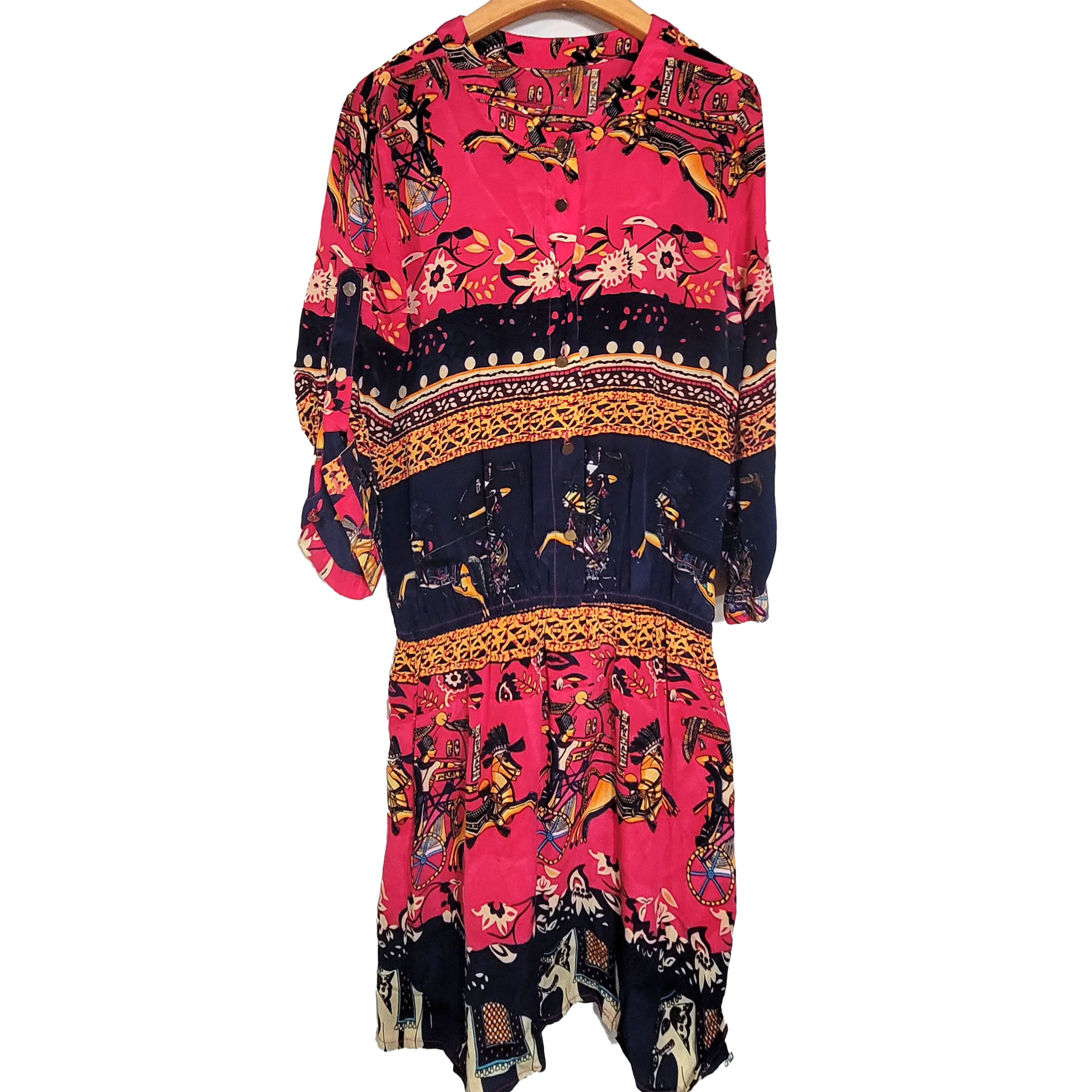 Other Women's 100% Silk Size S Short Sleeve Dress SDJ958 Size S / US 4 / IT 40 - 2 Thumbnail