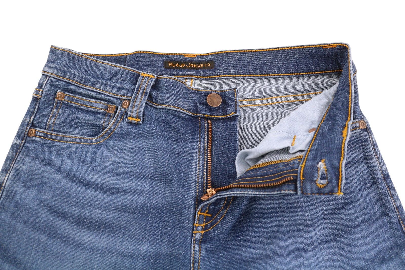 Nudie Jeans TUBE KELLY W28 Washed Denim Blue Zip Organic Shorts 83836 Size US 28 / EU 44 - 3 Thumbnail