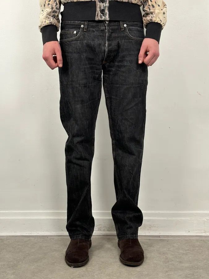 Dior 2000s Dior Navy Faded Straight Denim Jeans Size US 33 - 3 Thumbnail