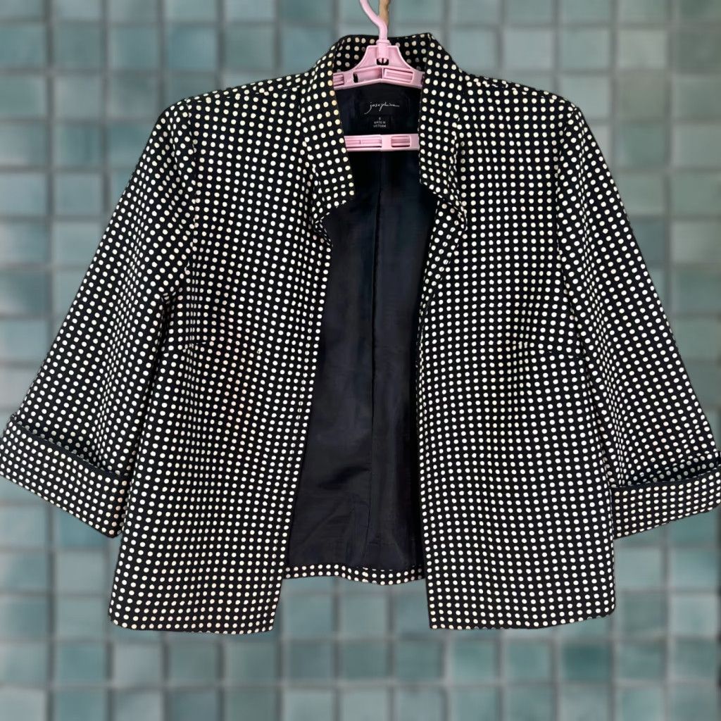 Vintage VINTAGE Josephine Blazer Jacket Polka Dot 3/4 Sleeve Women Size 8 Brown 90s Classic, Lined Pockets Mens? Size M / US 6-8 / IT 42-44 - 1 Thumbnail