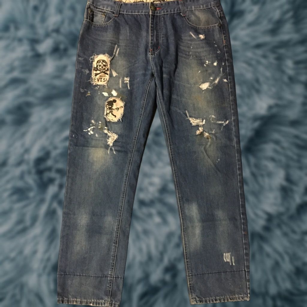 Vintage VINTAGE Fushen Mickey Mouse Distressed Red Tab Jeans 38/32 Designer Biker Grunge 90s Jeans Men Blue USA 90s Mens Size US 38 / EU 54 - 1 Thumbnail
