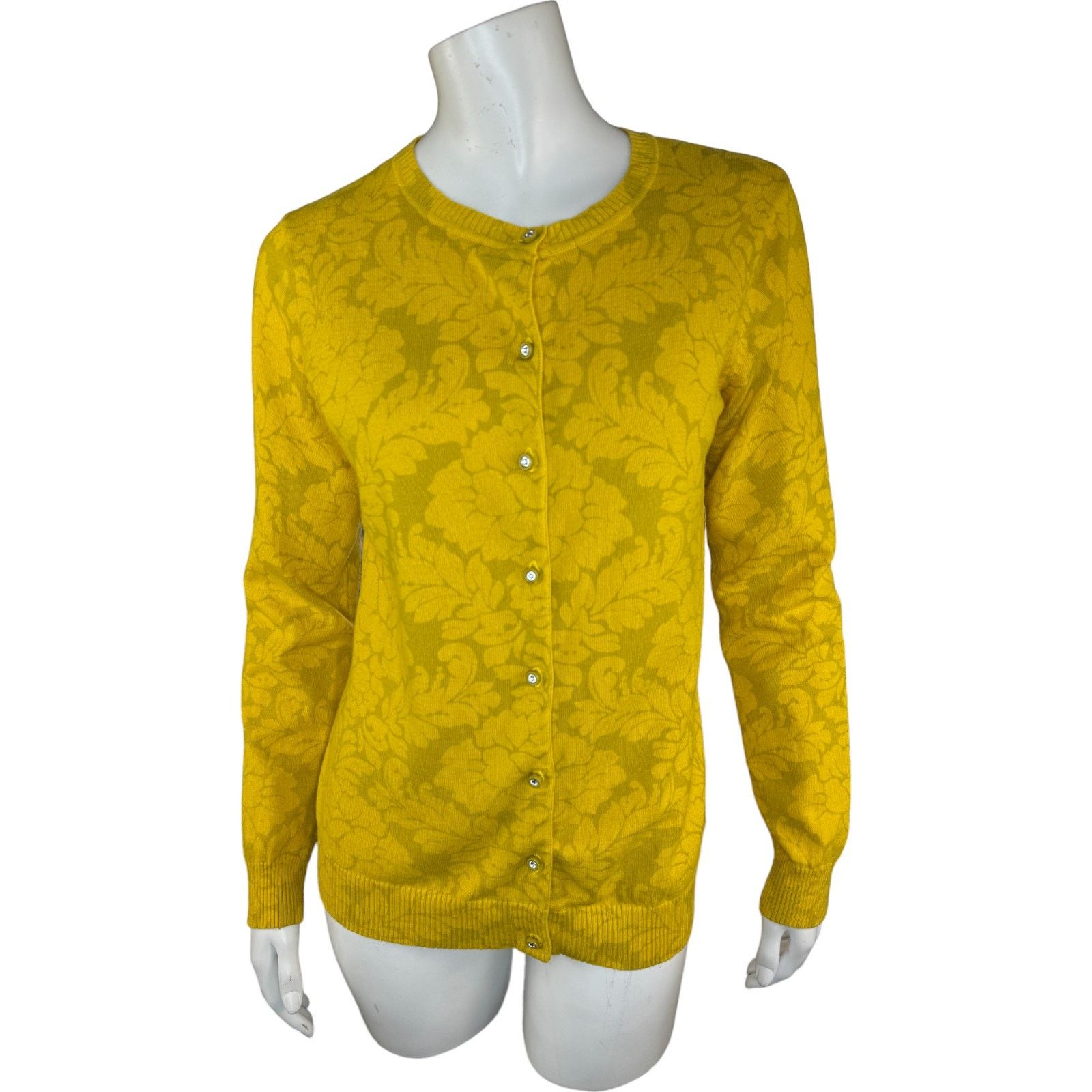 Isaac Mizrahi Isaac Mizrahi Live! Damask Crew Neck Cardigan Gold XS Size XS / US 0-2 / IT 36-38 - 1 Thumbnail