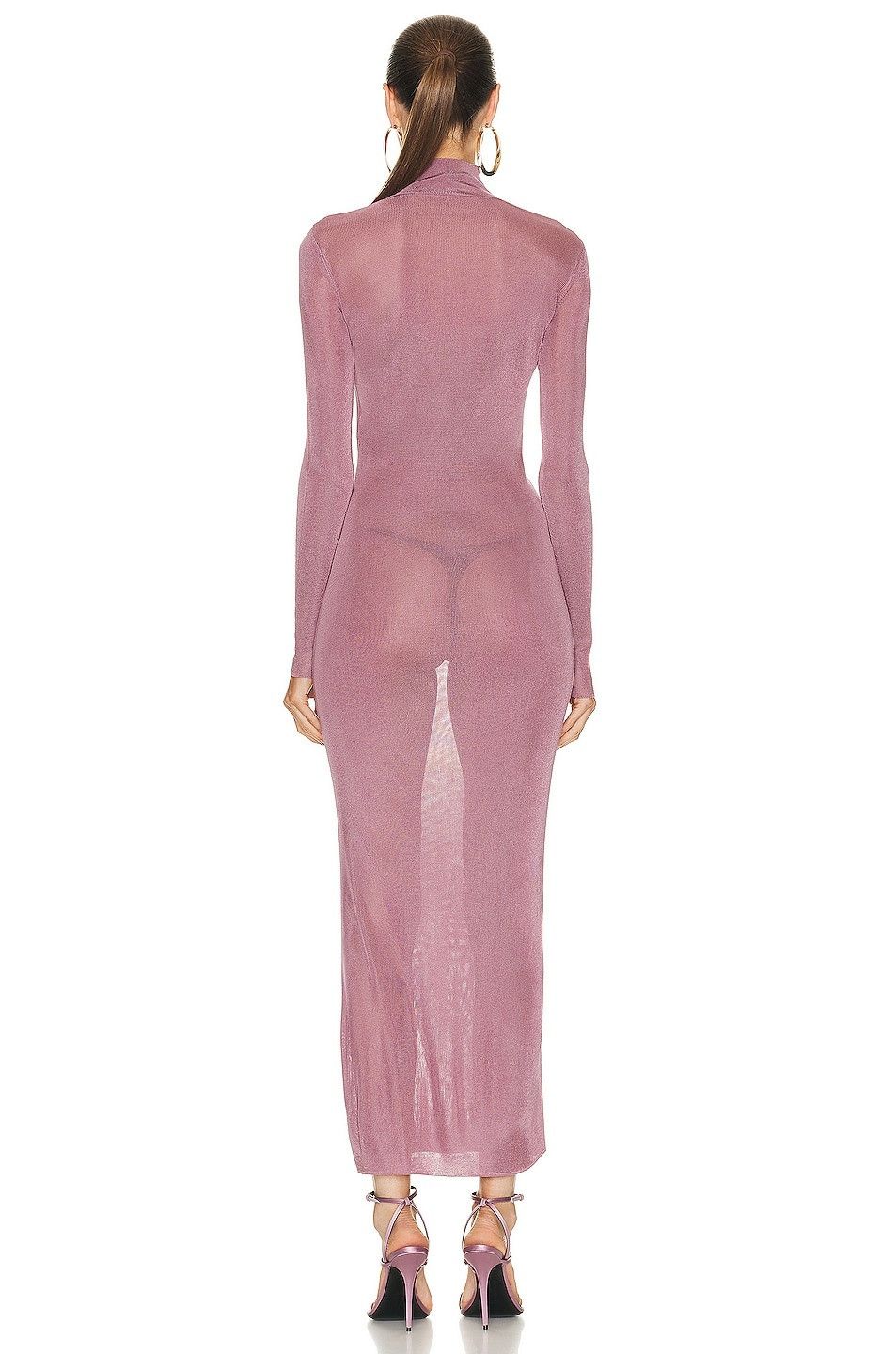 Saint Laurent Paris o1tp1o0125 Long Dress In Knit in Mauve Size S / US 4 / IT 40 - 3 Thumbnail