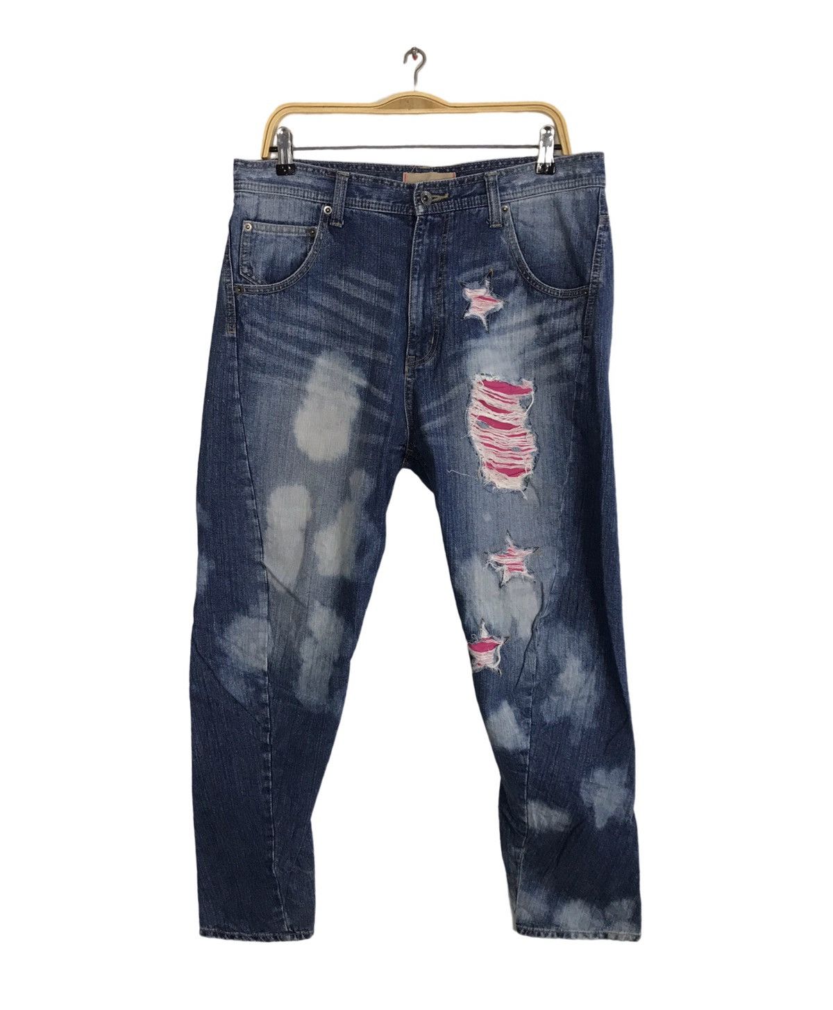 Japanese Brand Hop Hips Ripped Distressed Indigo Denim Fits Size 34 Size US 34 / EU 50 - 1 Thumbnail