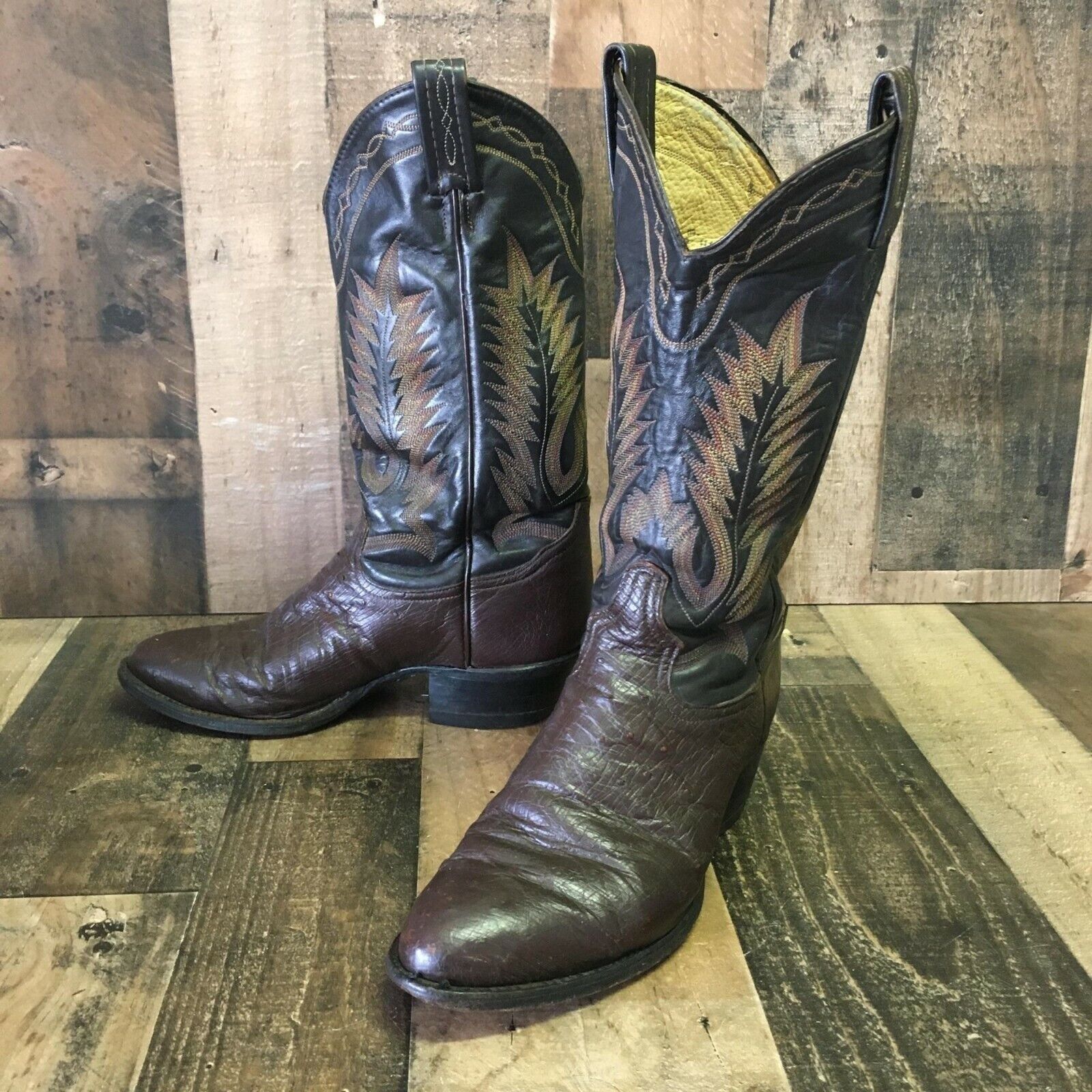 image of Tony Lama Vintage Smooth Ostrich Cowboy Boots Mens 7.5 D in Brown