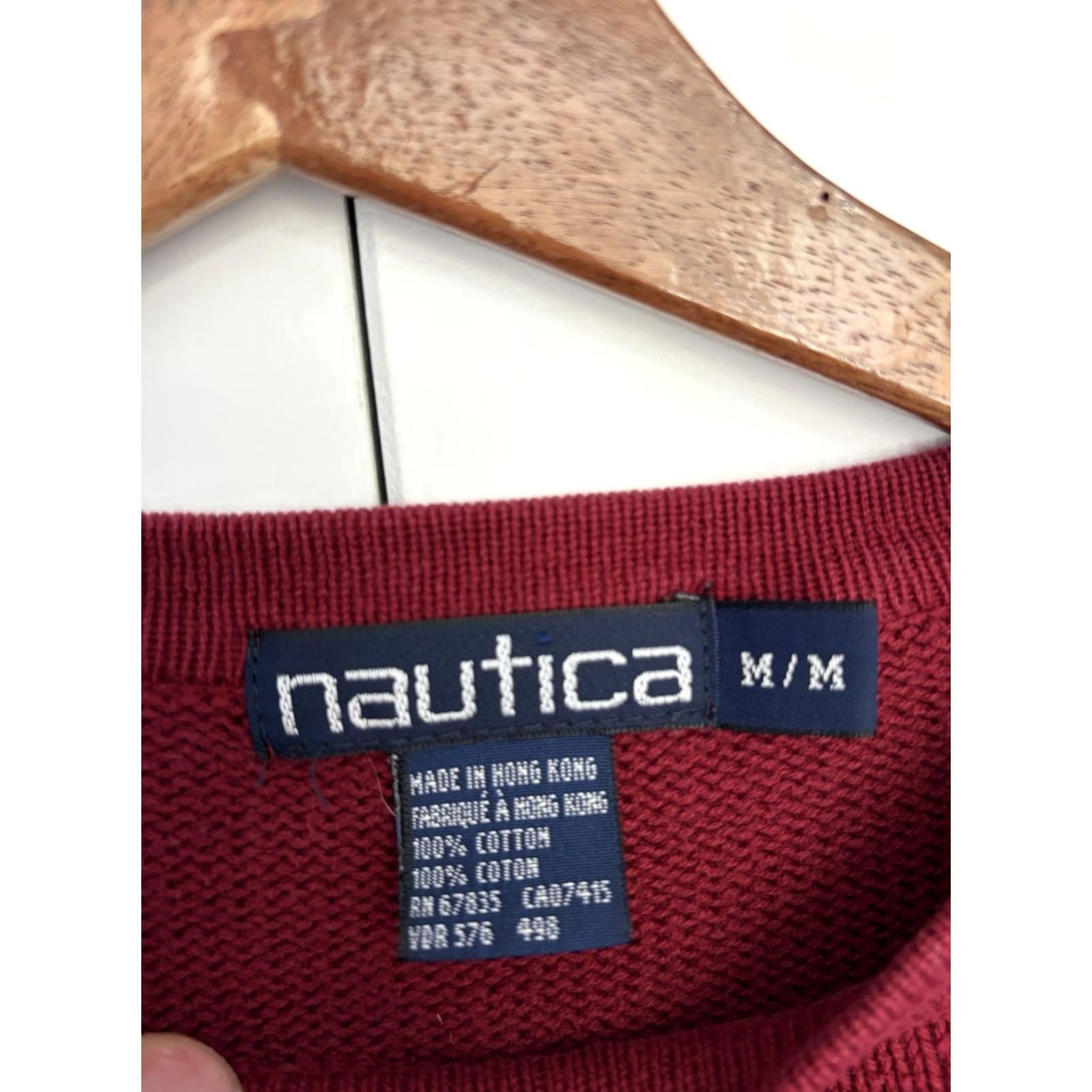 Nautica VINTAGE Nautica Sweater Mens Red Plaid Knit Crew Neck Long Sleeve Pullover 90s Medium Regular Man Mens Size US M / EU 48-50 / 2 - 6 Thumbnail