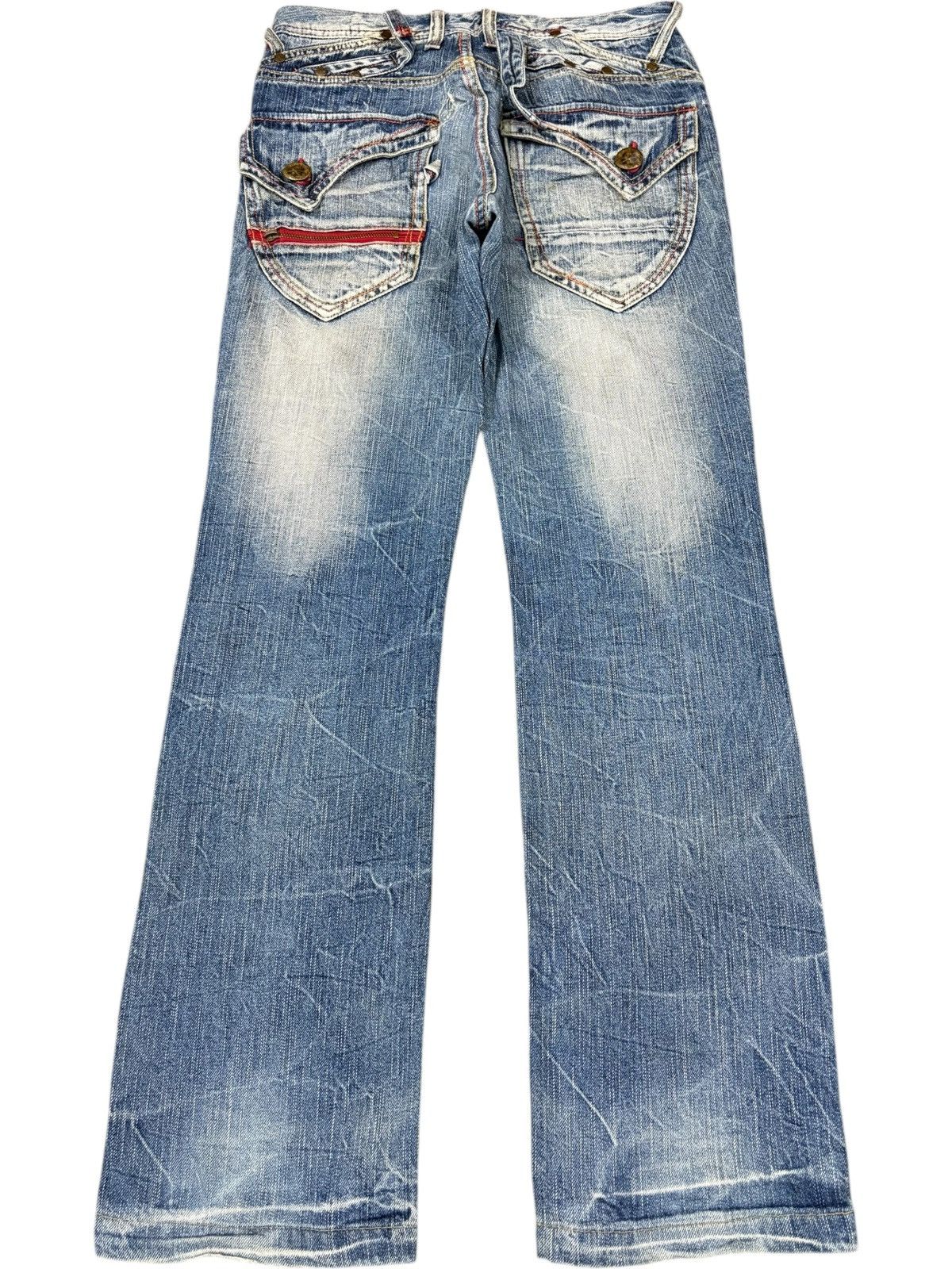 Japanese Brand Vintage Blow by Blue Cracked Faded Wash Bootcut Jeans Size US 30 / EU 46 - 2 Thumbnail