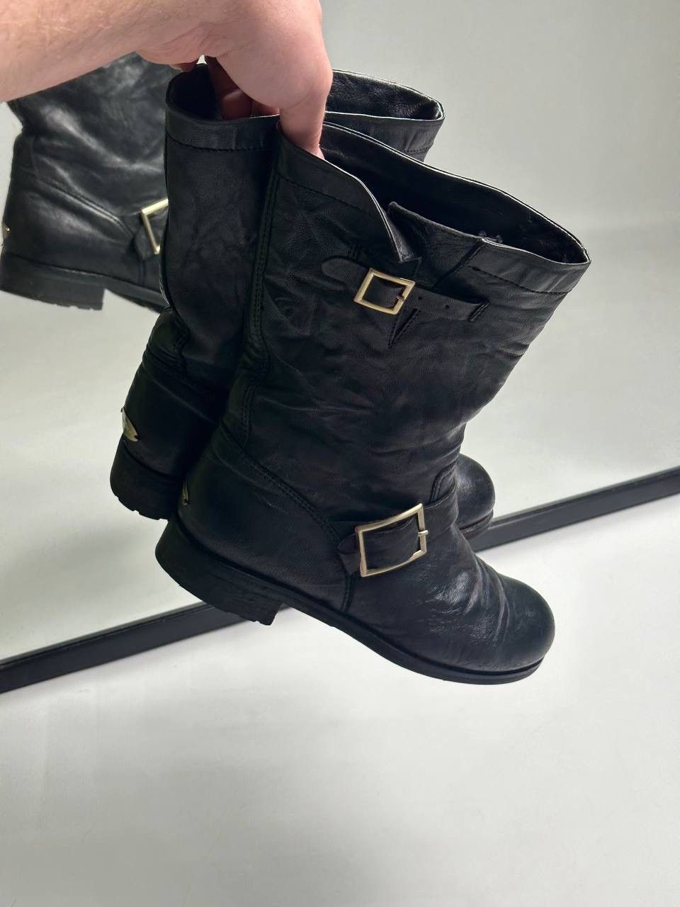 Jimmy Choo Jimmy Choo Biker Leather Avant Garde Boots Motorcycles 🔥 Size US 8 / IT 38 - 2 Thumbnail