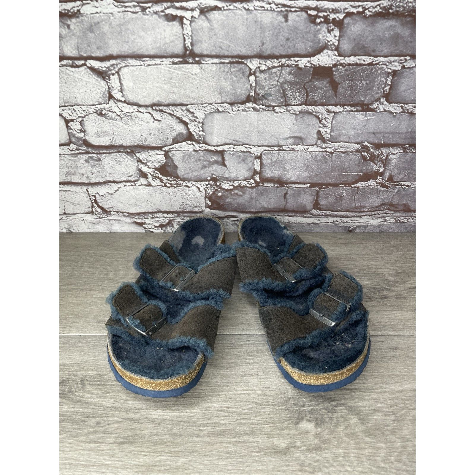 Birkenstock Birkenstock Arizona Fur Midnight Navy Strap Slides Sandals W Size US 10 / IT 40 - 11 Thumbnail