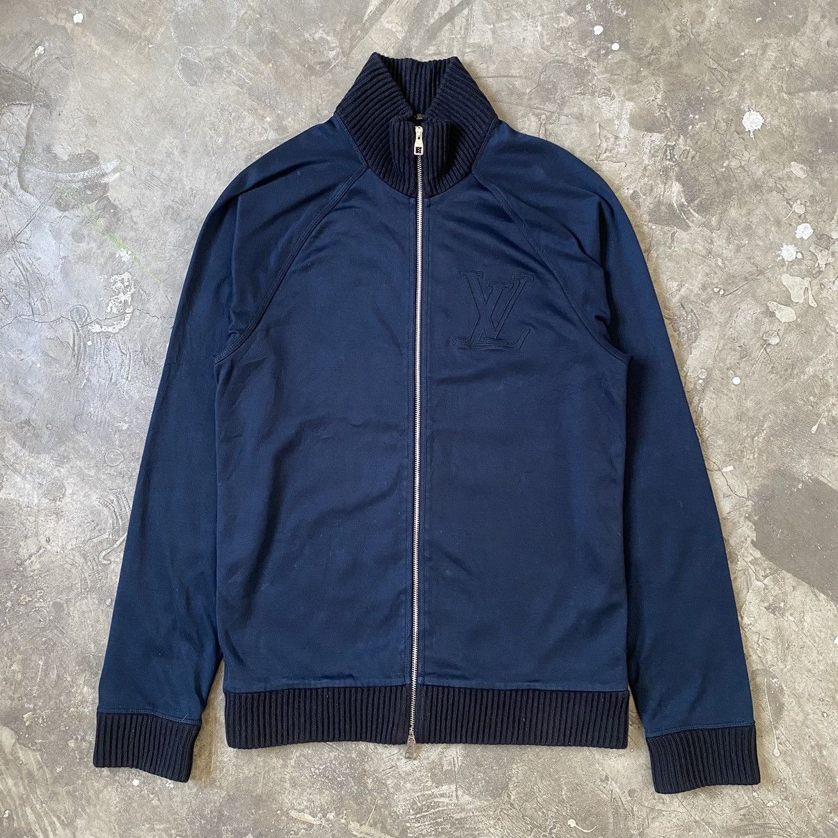 image of Louis Vuitton - A/w 09 Zip Up Embroidered Jacket in Navy, Men's (Size XS)