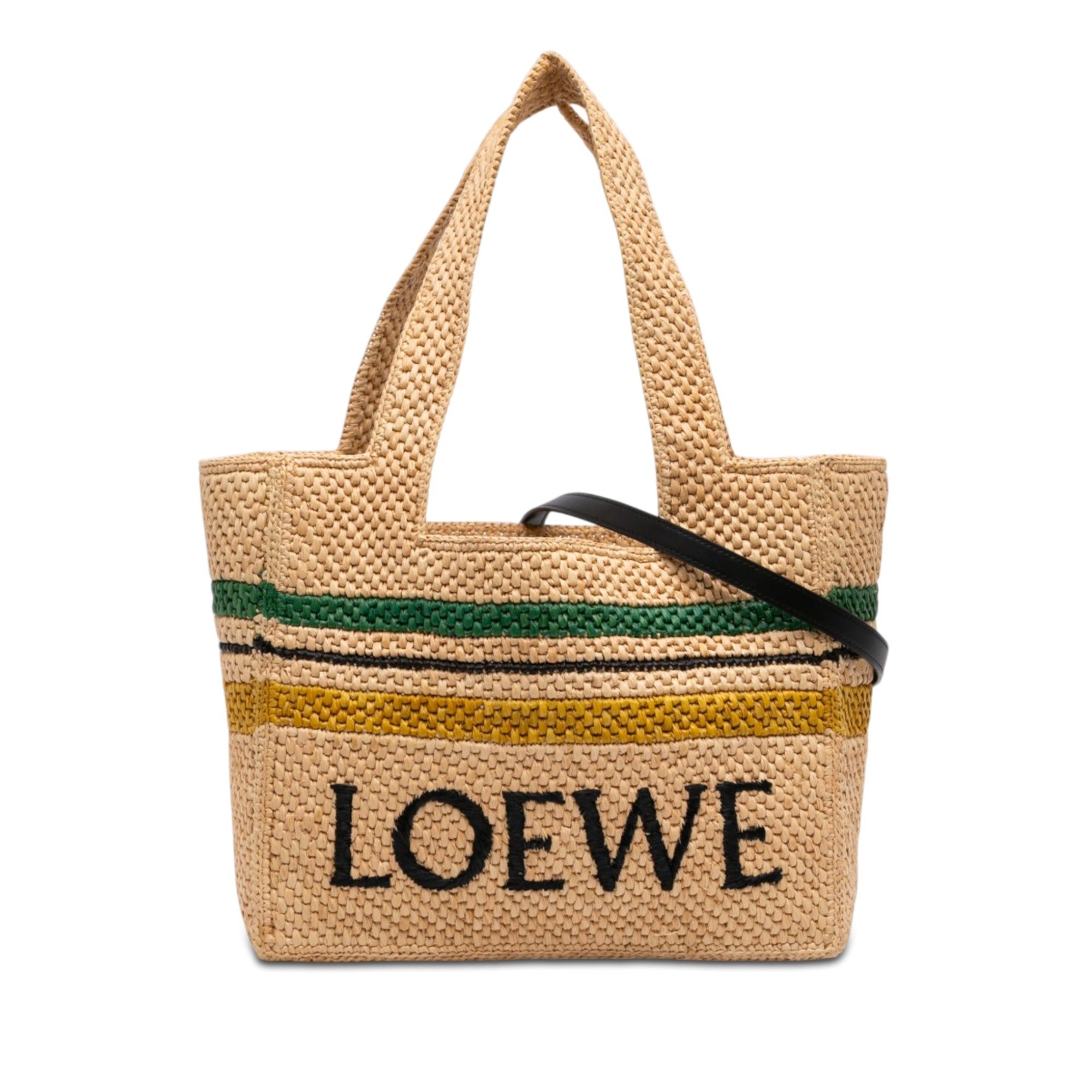 Loewe Paulas Ibiza Medium Raffia Striped Font Tote Size ONE SIZE - 1 Thumbnail
