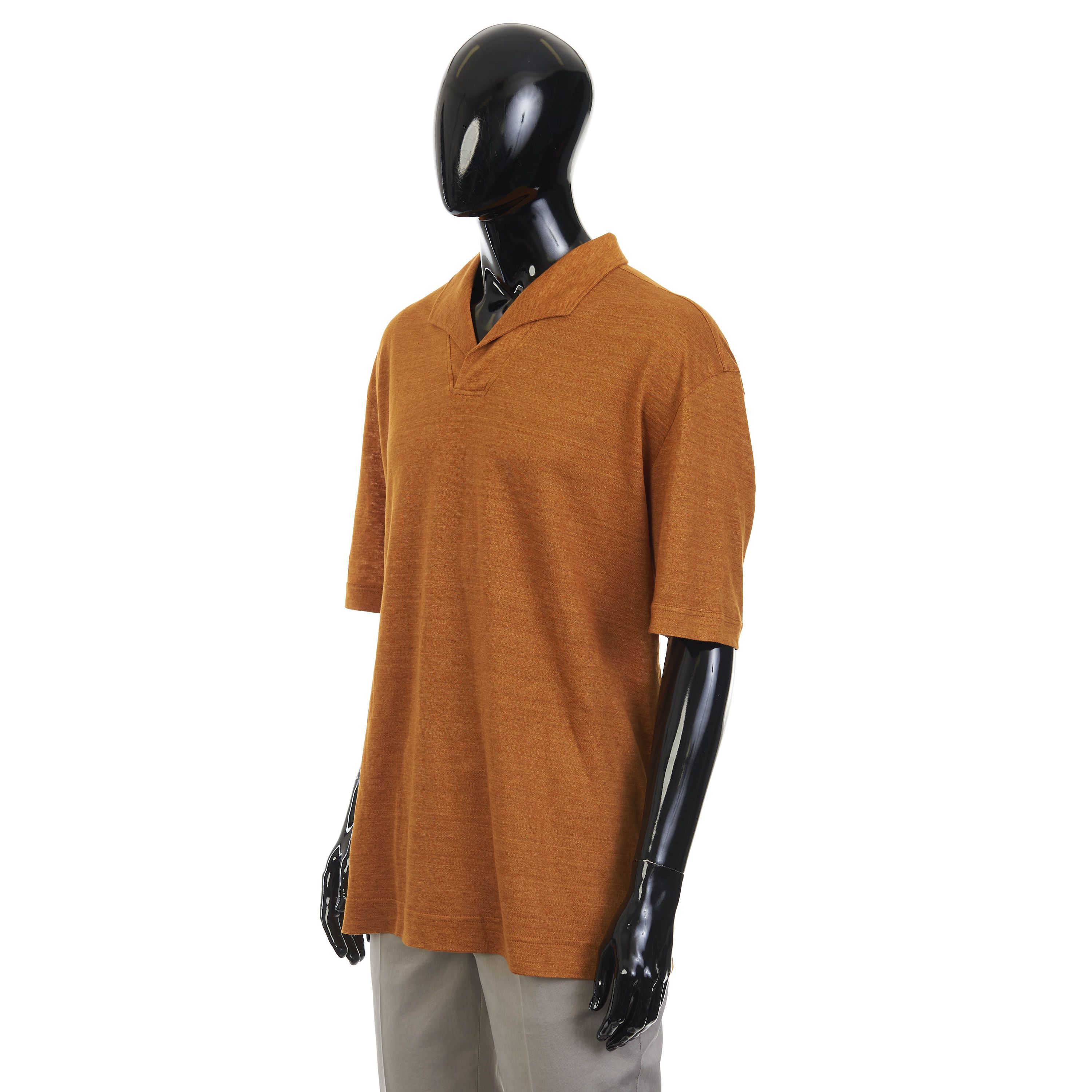 Ermenegildo Zegna Ochre Oasi Lino Open Polo Shirt Size 60 Size US XXL / EU 58 / 5 - 2 Thumbnail